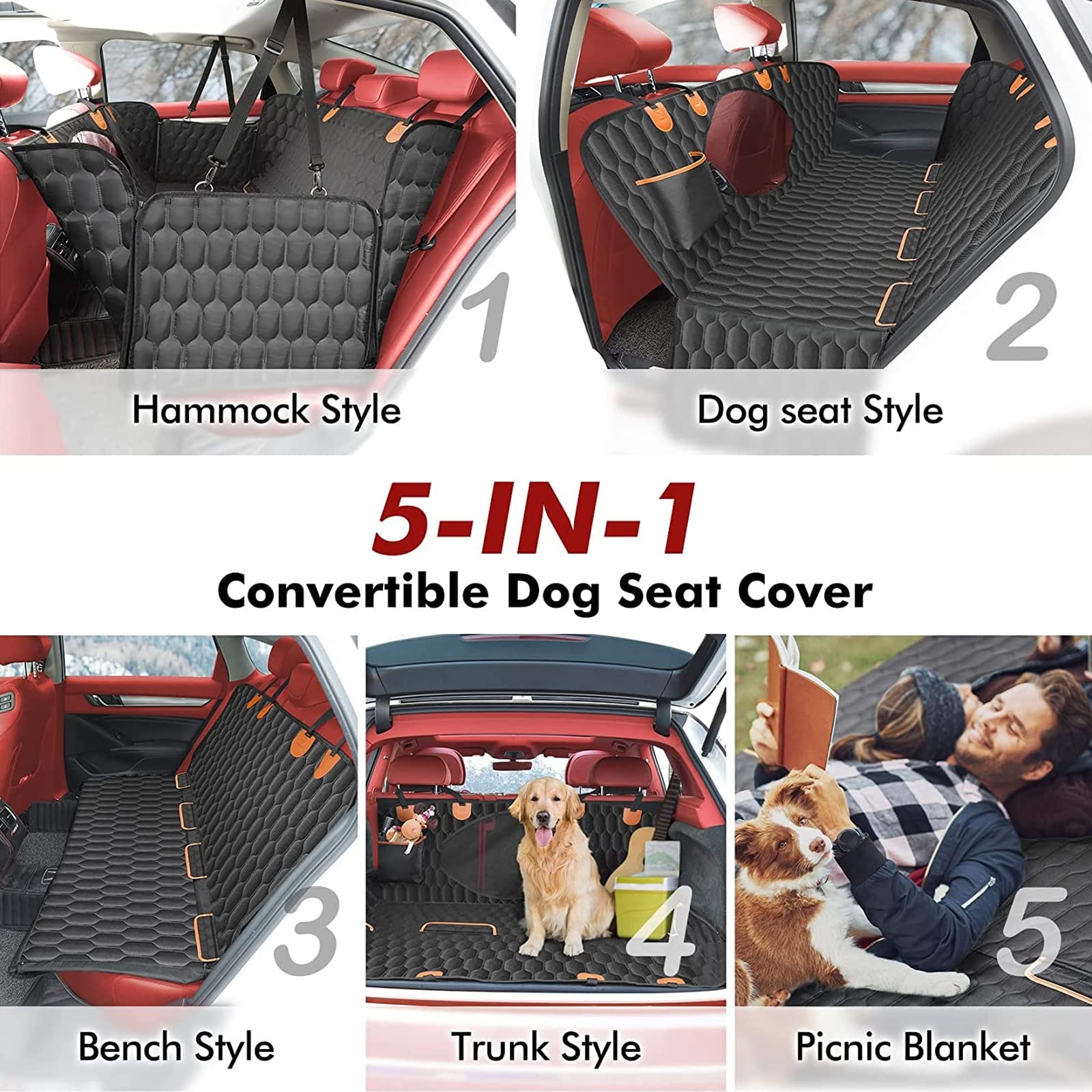 Actualización De Asiento Trasero, Funda De Asiento De Coche para Perro Grande, Impermeable, Hamaca para Perro, 600D, Antiarañazos, Antideslizante, Funda De Asiento De Coche para Perro