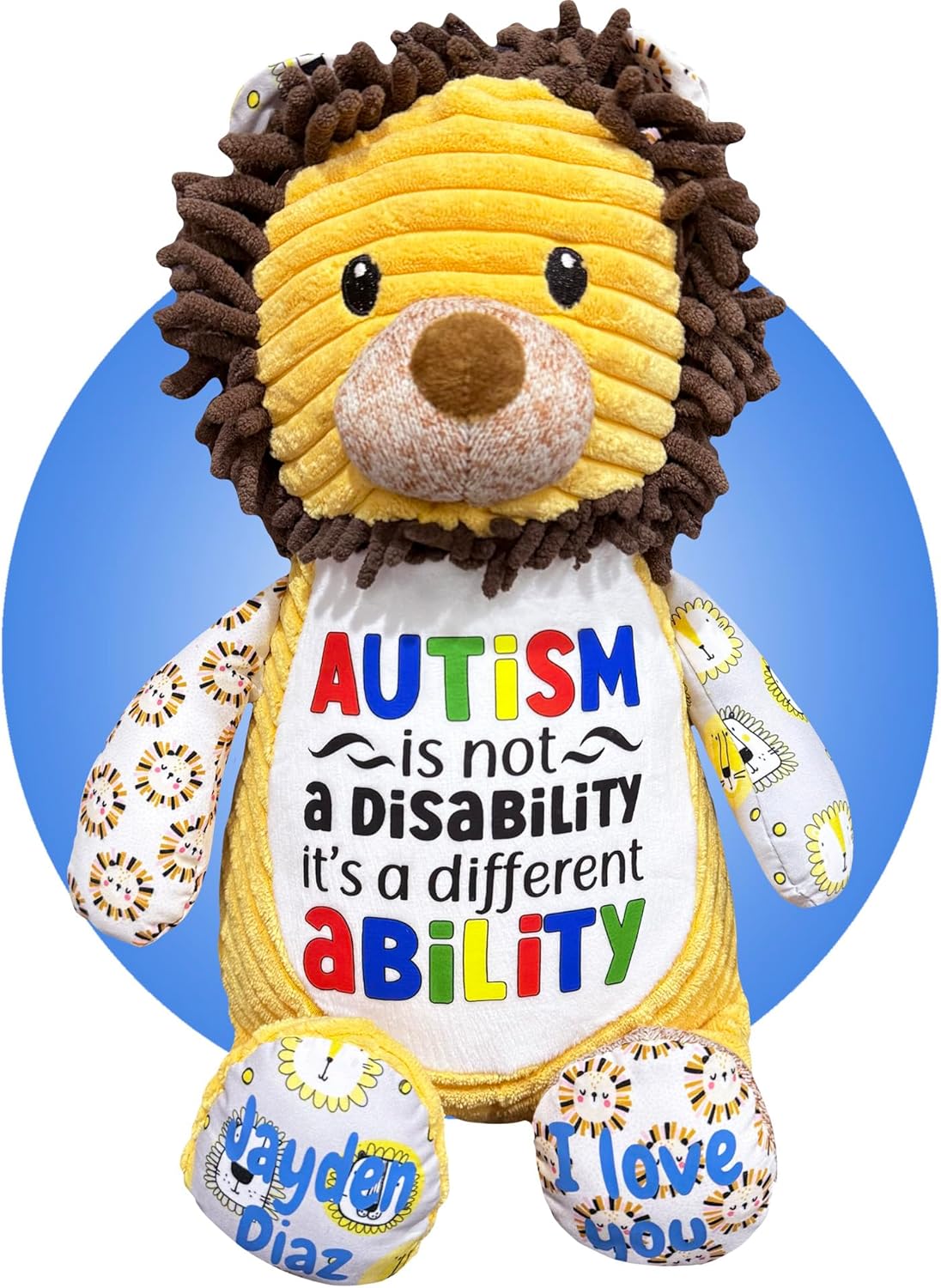 17" Personalized Autism Teddy Bear – Comforting Plush for Autistic Children – Autism Awareness Gift for Kids – Choose Your Color – Sensory Autism Stuffed Animal by Kikilishop
