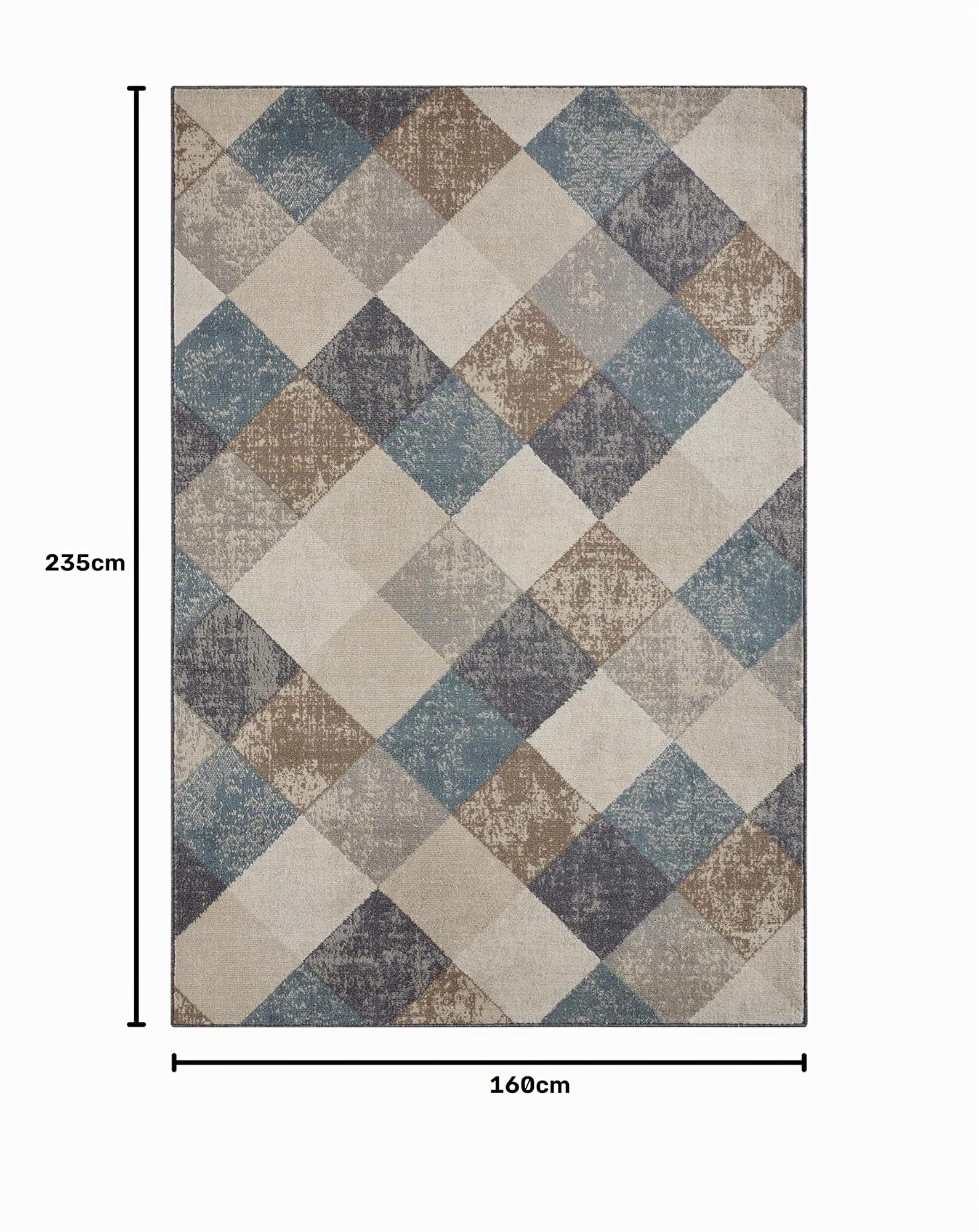 Hanse Home Bakke Tapis Design de Salon à Poils Courts Moderne, Motif géométrique à Losanges, Tissage Plat pour Salle à Manger, Chambre d'enfant, Chambre d'adolescent, Couloir, Cuisine, crème, 160 x