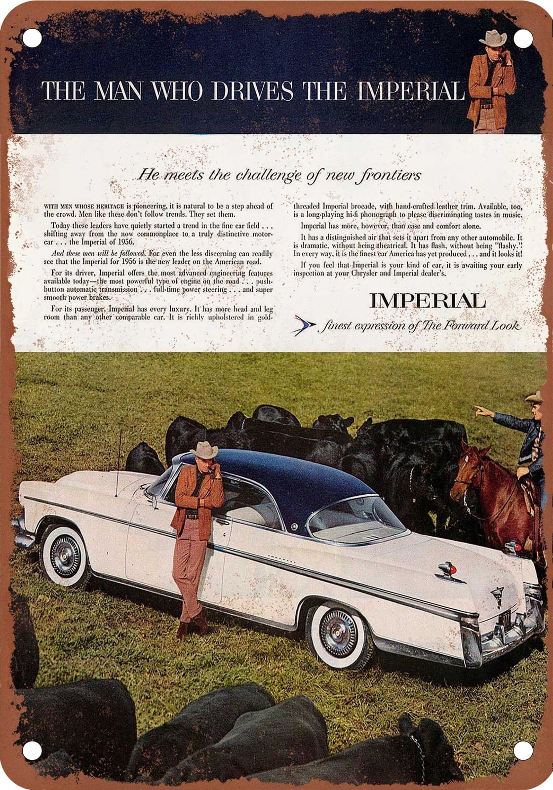 Miaomansenstore Metal Sign - 1956 Imperial Vintage Ad 04 - Old Retro Rusty Look Home Decor