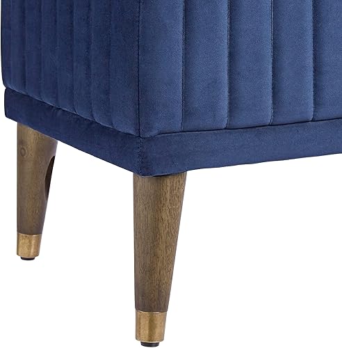 Miniatura 7 de FIRST HILL FHW Banco otomano tapizado de microfibra con almacenamiento de zapatos, azul veneciano