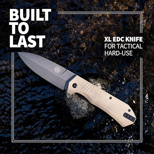 Miniatura 8 de Off-Grid Knives - Cuchillo plegable Stinger XL con hoja de punta de lanza, acero de 60.6in, escala G10, clip de transporte profundo (Coyote)