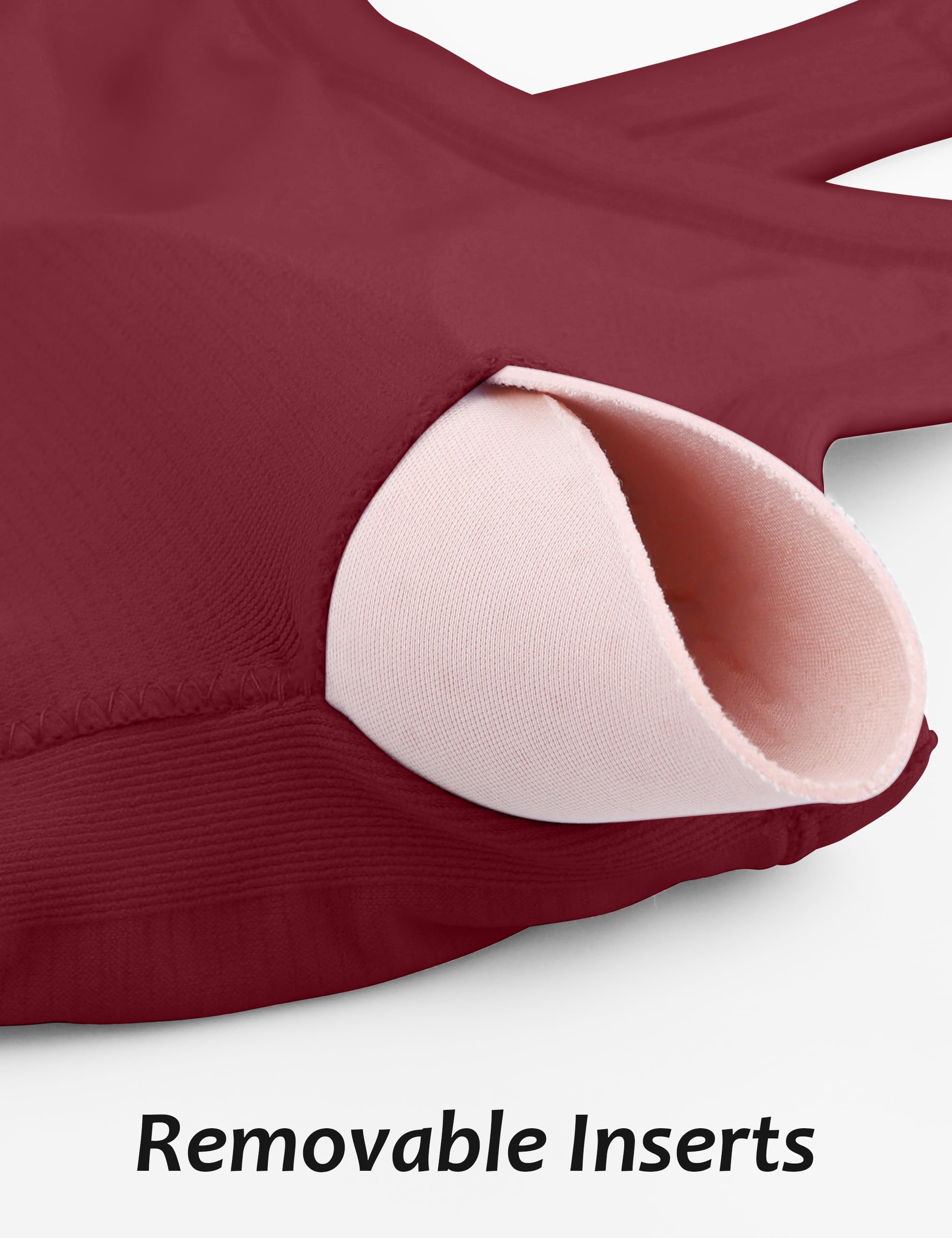 MathCat Workout Tank Tops for Women with Built in Bra, Sleeveless Gym Tops Seamless Racerback Athletic Yoga Shirts: Medium Burgundy