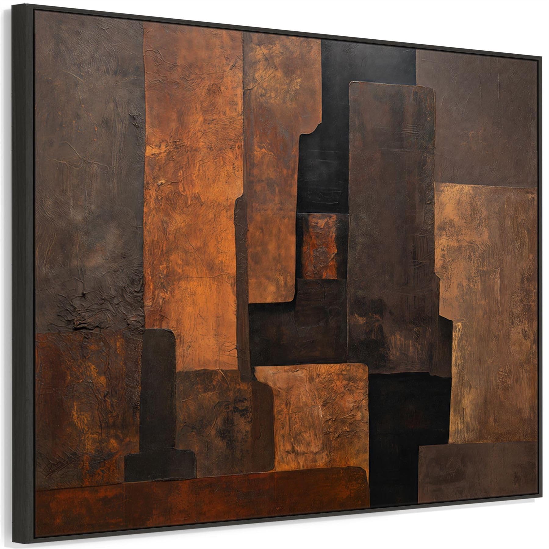 Wallfillers Brown Orange Earth Abstract Wall Art - Rust Shadows (100Cm X 84Cm)