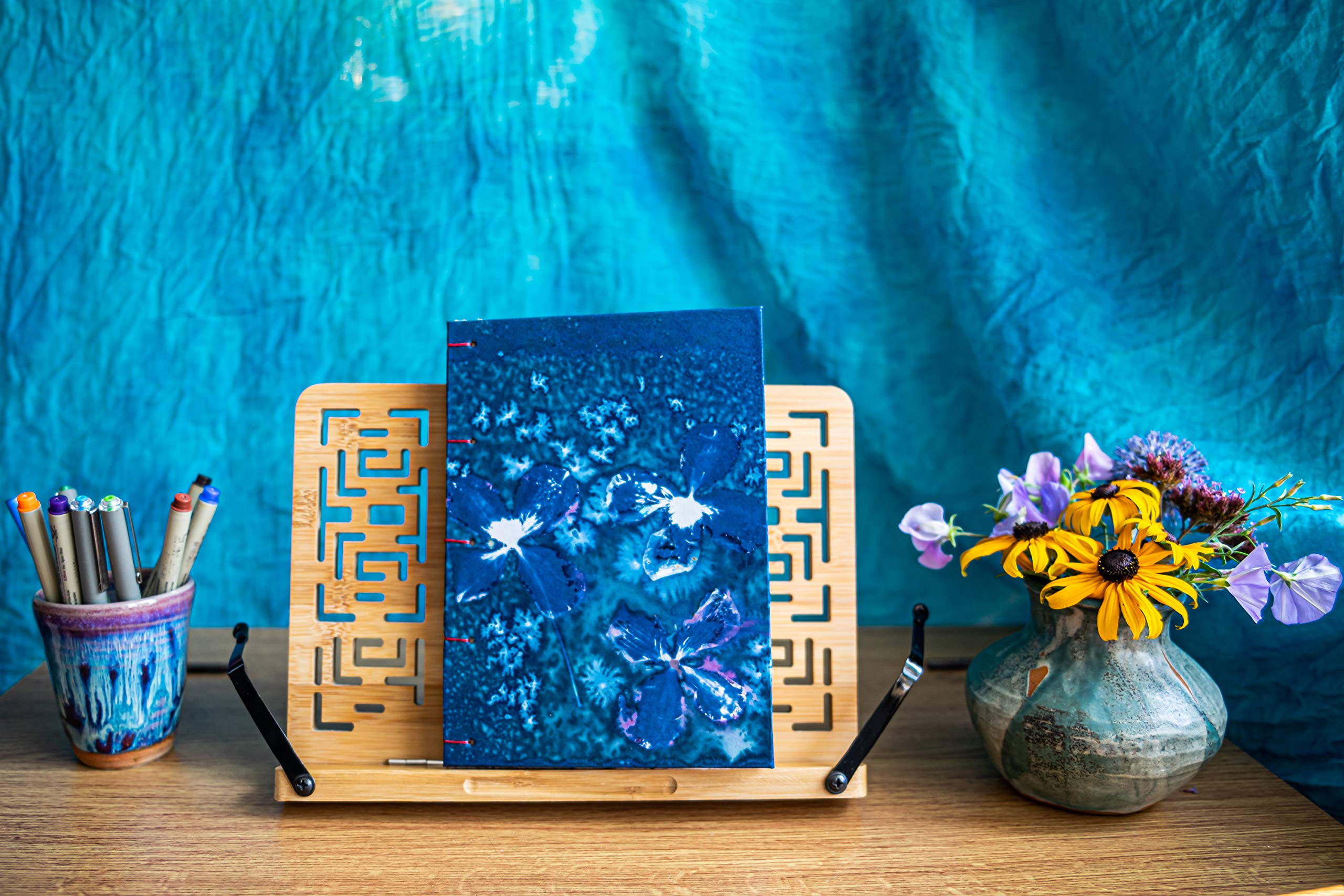 HandmadeJournal with Original Wet Cyanotype Print Covers … Clematis
