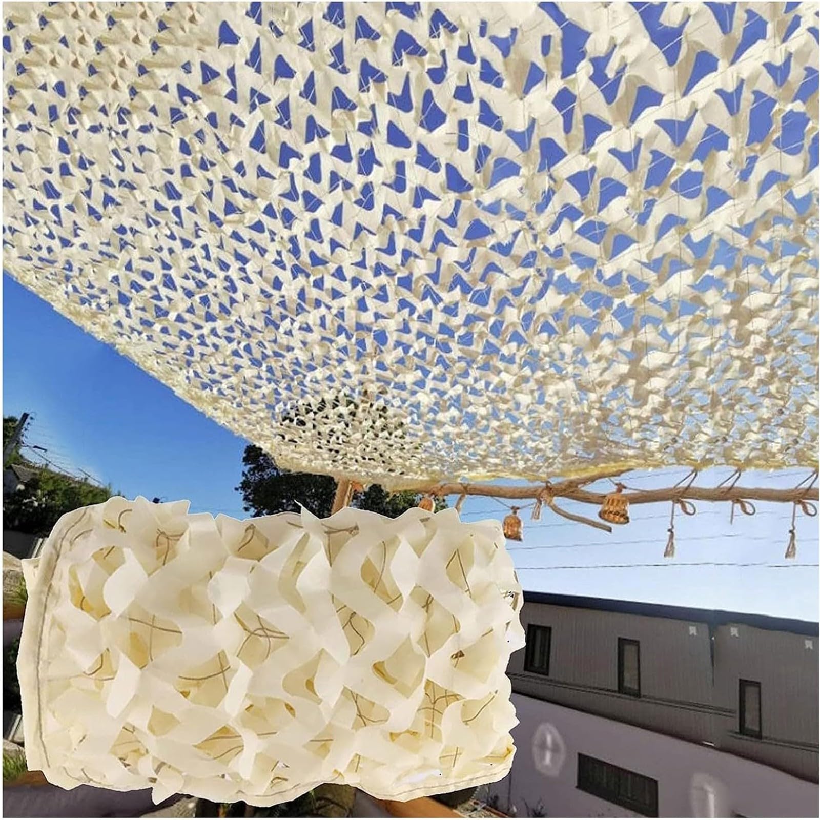 Red de Camuflaje 6x9m Beige para Interior Exterior Tela Oxford 210d Tela de Malla para Protección Solar Red Camuflaje de Privacidad Varios Tamaños y Diseños para Decoración Caza Patio Campamento