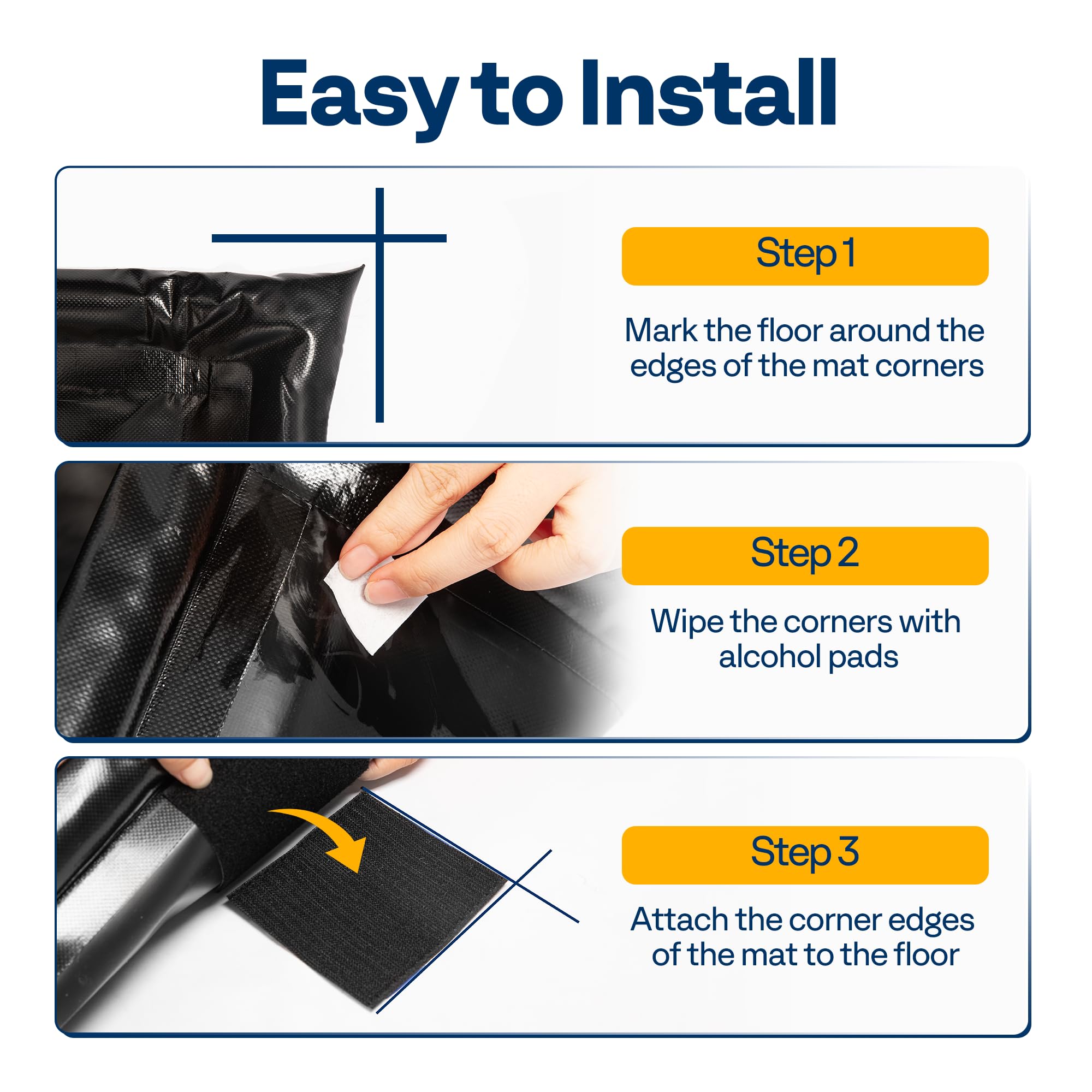 VIVOHOME Tapete de contención (7 pies 9 pulgadas x 18 pies) con esquina permanente, color negro | Alfombrillas de PVC para garaje, alfombrilla de estacionamiento resistente con una escobilla de goma