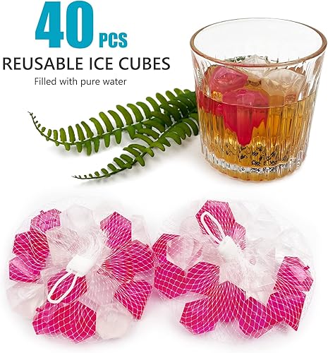 Miniatura 4 de Cubitos de hielo reutilizables, 40 cubitos de hielo de plástico, congelación rápida, fáciles de limpiar, congelables, falsos cubitos de hielo para