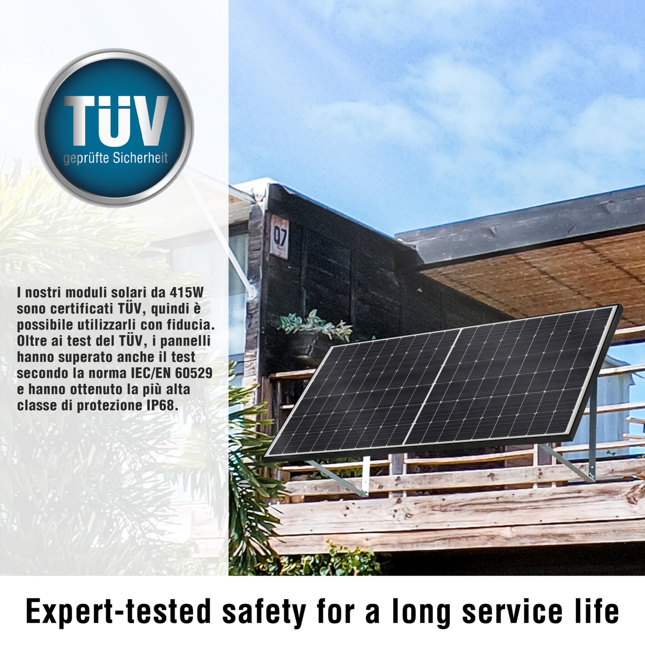 ULL Pannello solare da 400 W, 31,6 V, con 108 celle monocristalline ad alta efficienza, impermeabilità IP68 e eccellente resistenza PID, modulo solare monocristallino per casa, giardino