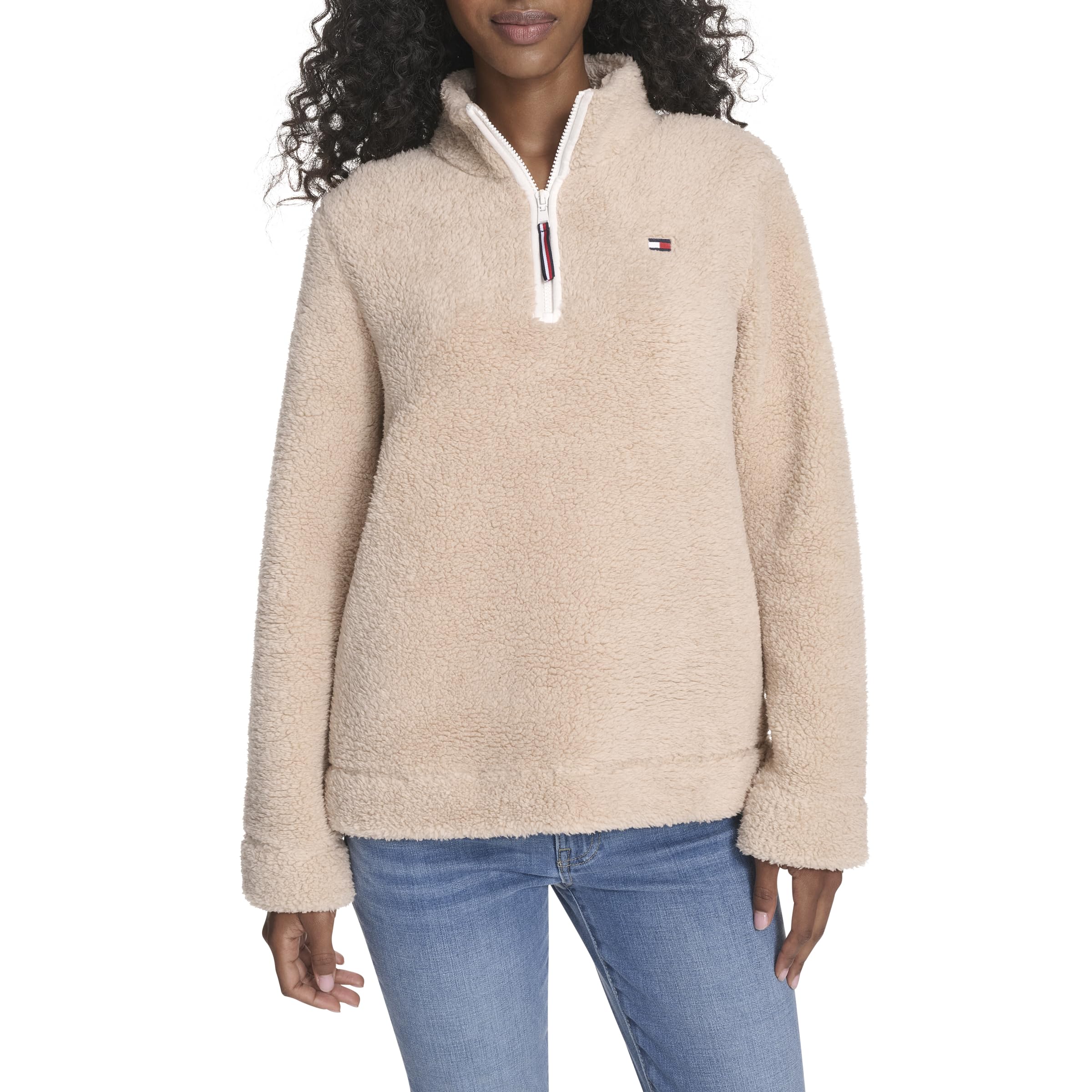 Tommy Hilfiger womens 1 4 Zip Mockneck Sherpa Soft Pullover