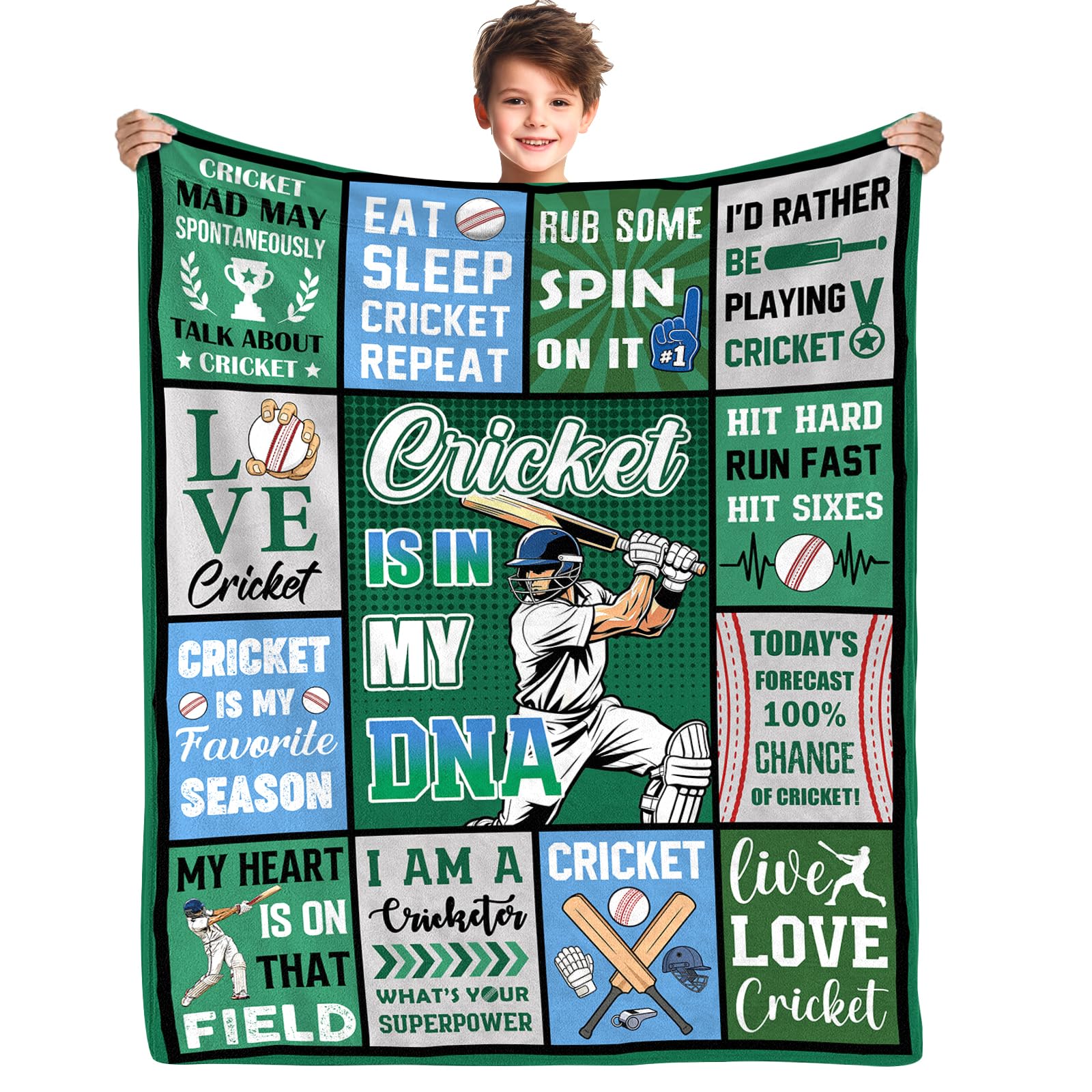 Yasrlvun Cricket Gifts for Boys 50x60 In Cricket Throw Blanket Cozy Warm Crickets Blankets Gifts for Men