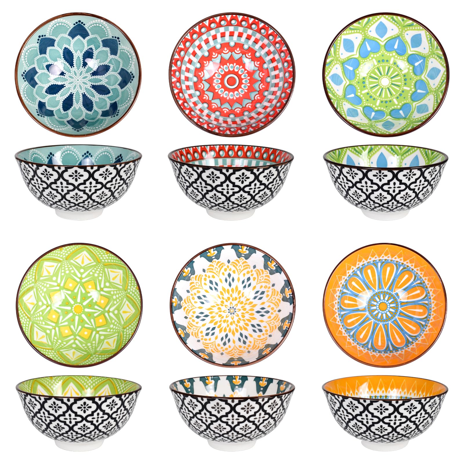 Tazones de Cereale Colores Cuencos de Cerámica, Cuenco Pequeño Cocina Cuencos para Sopas, Cuencos de Postre Tazones para Sopa, Boles Porcelana Bol Postre para Snack Helado Arroz Aperitivo - Bohemio