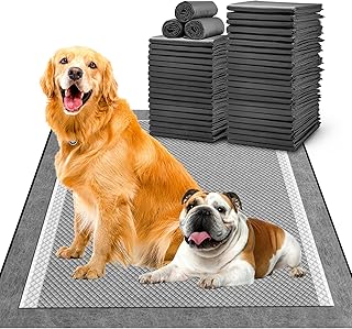Pee Pads for Dogs Large 28x34 Inches, Charcoal Puppy Pads New & Improved Odor-Control Absorbs Up to 8 Cups of Urine Dog Pee Pads, 6-Layer Leak-Proof Wee Wee Pads for Dogs (40 Counts)