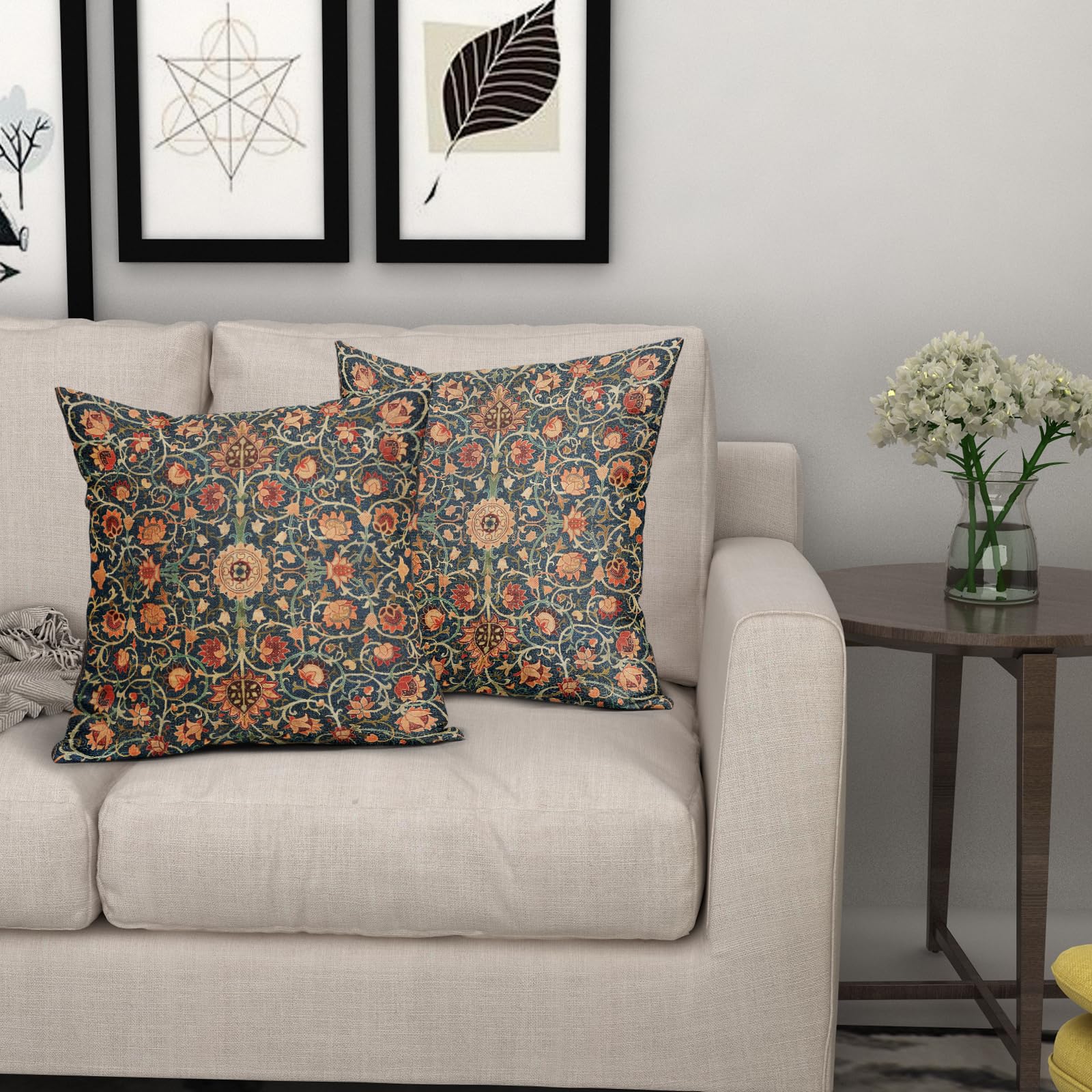 Amazon｜ヴィンテージフローラル枕カバー 20x20インチ 2枚セット