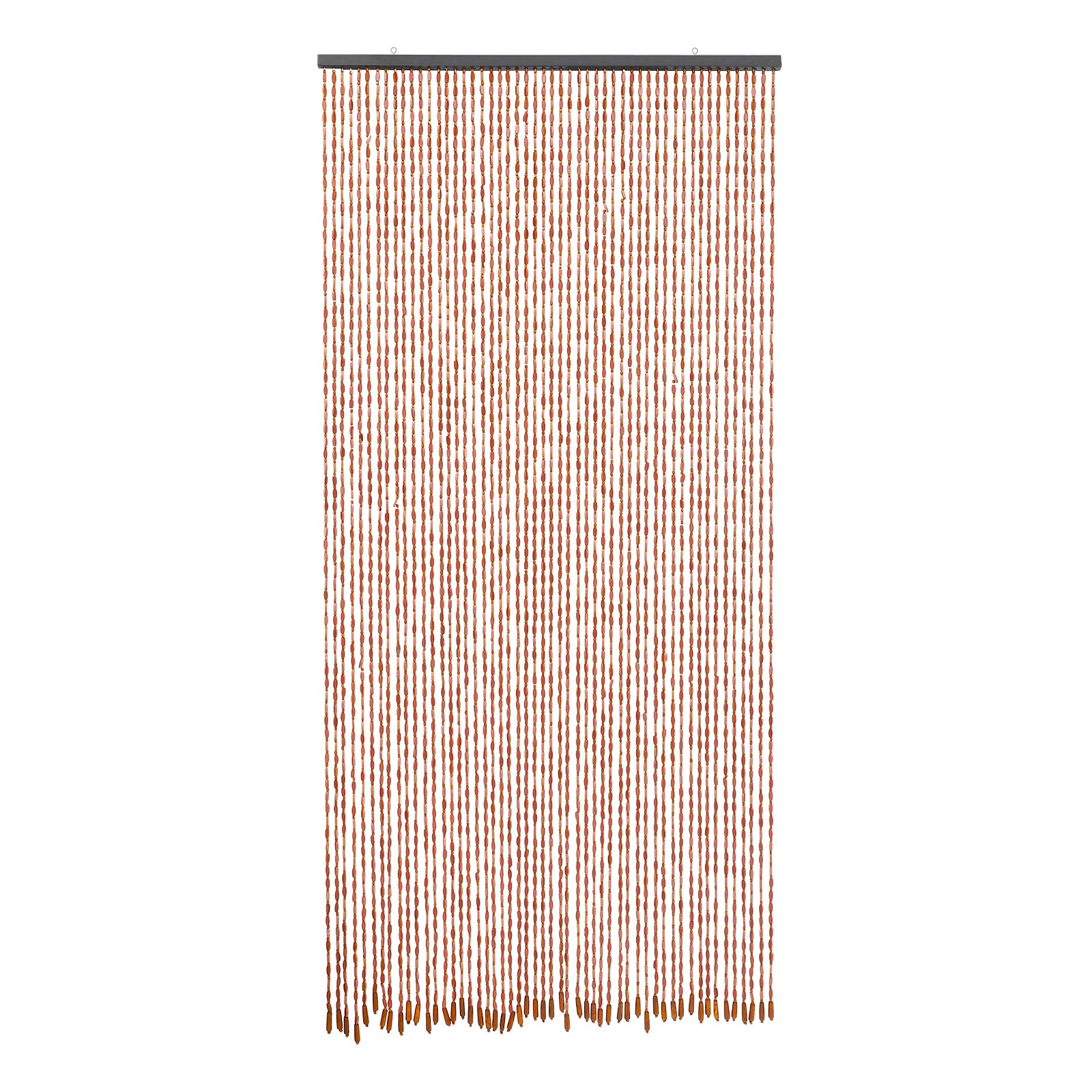 Rideau de perles en bois 90 x 200 cm - 52 brins - Style rétro - Fabriqué à la main - Naturel - Idéal comme moustiquaire pour chambre à coucher, caravane, camping (café)