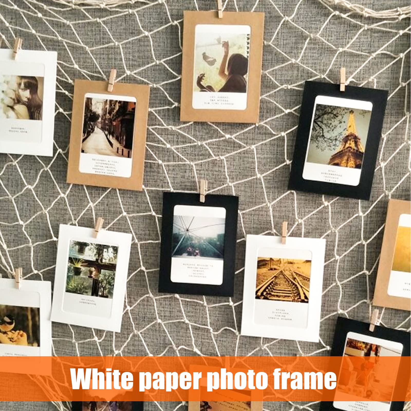 30 Cornici Di Carta Per Foto Sheryl&Rain - 94x88mm Con Clip Legno E Corda | Decorazione Parete - Foto 8