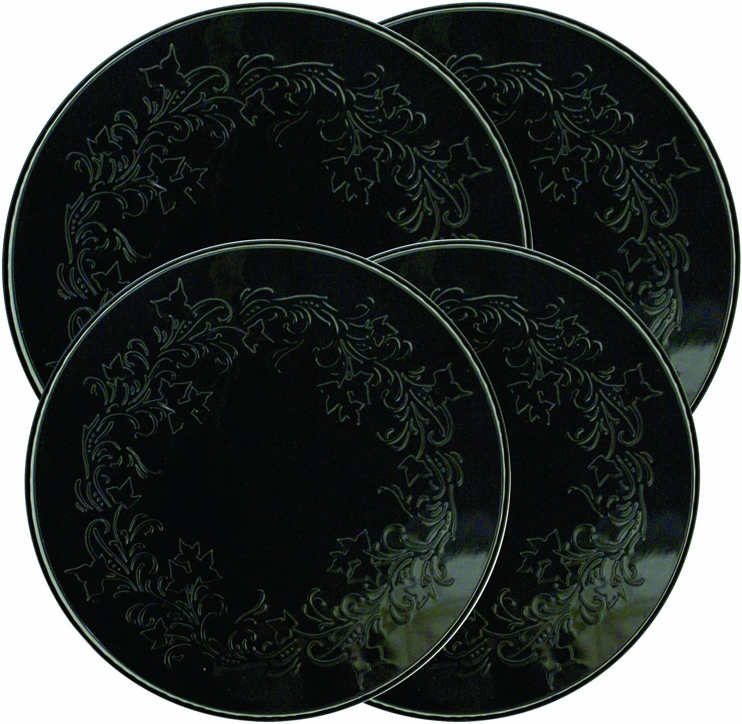Range Kleen 4 Pack Round Ivy Embossed Black Burner Kovers With 2 Small 8.5 Inch and 2 10.5 Inch