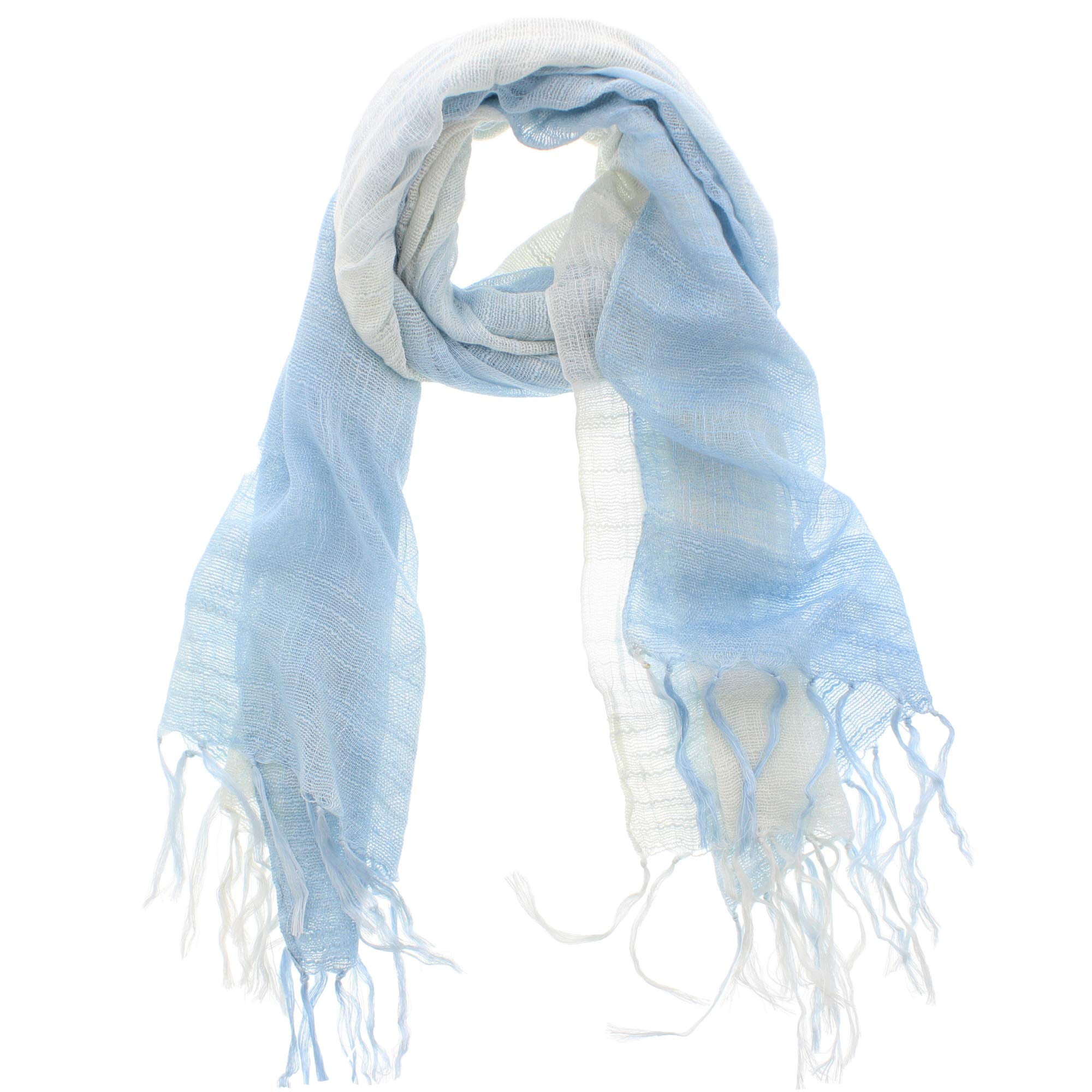 Zac's Alter Ego Women's Baby Blue Lightweight Fashionable Two Tone Colour Linen Scarves