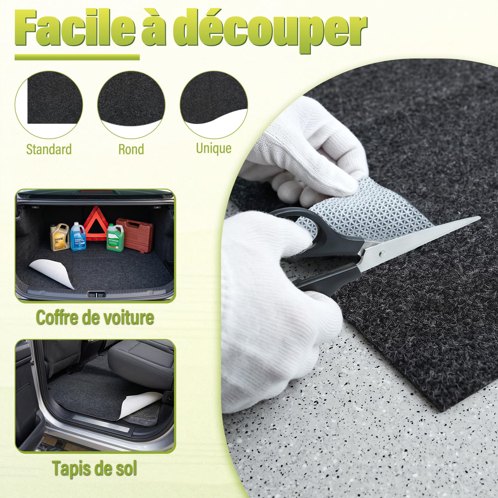 Tapis Anti-Huile Garage 180×180 cm, 6 mm Base Caoutchouc Antidérapante