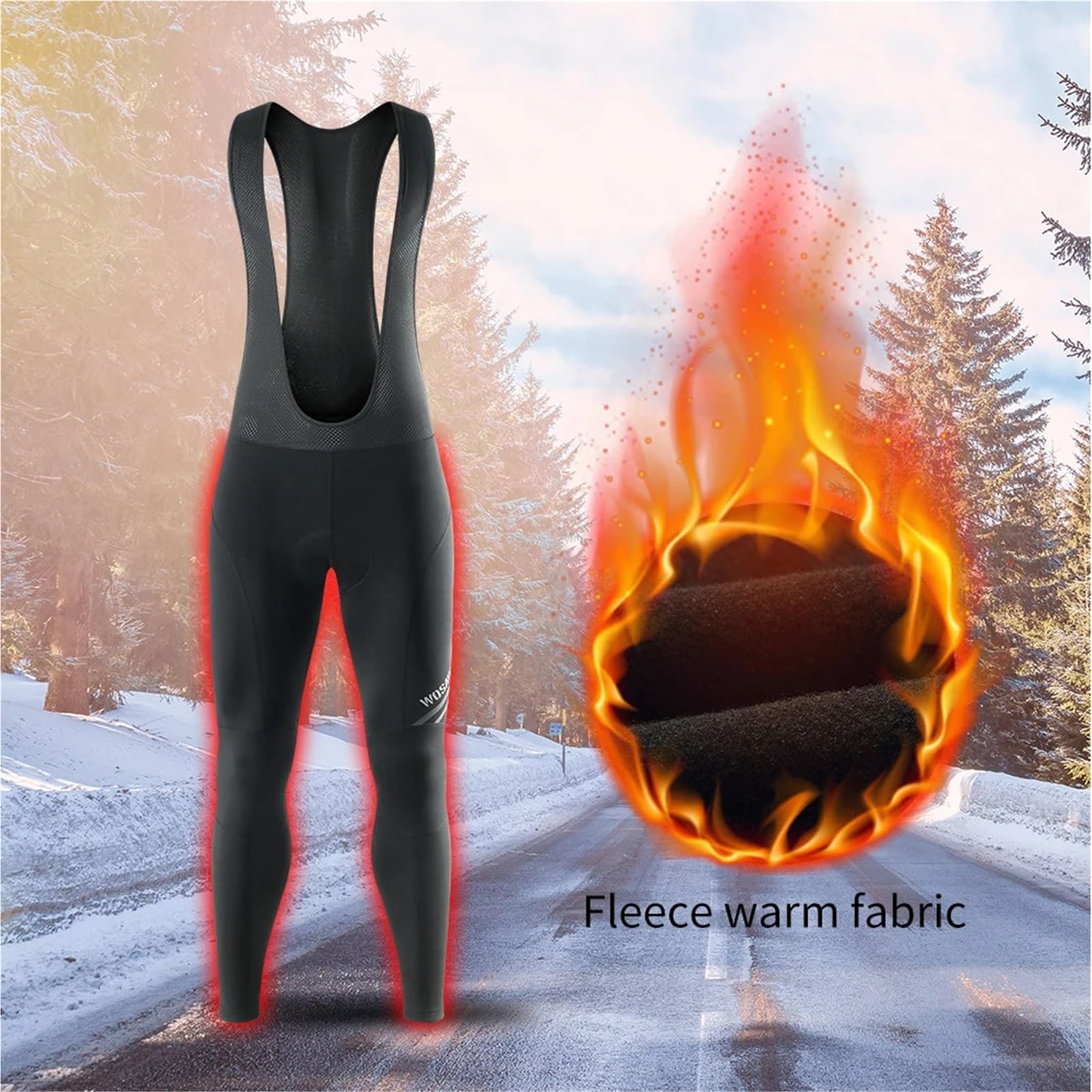Pantalones con Pechera de Invierno for Hombre, Pantalones Largos térmicos Lana Ajustados for Bicicleta montaña, Acolchados Gel, Cortos