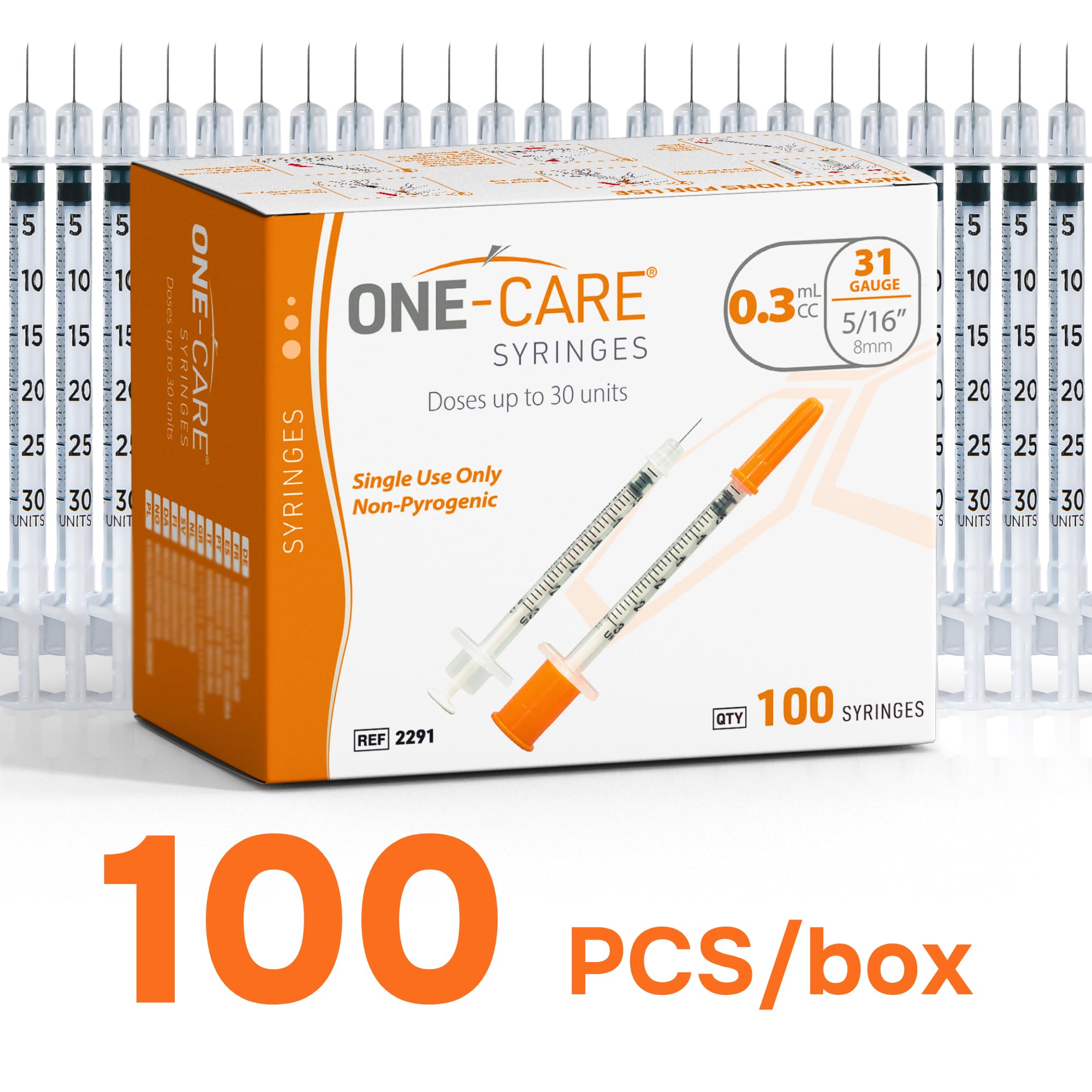 ONE-CARE Syringes - 0.3ml 31G Orange -4 ONE-CARE Syringes - 0.3ml 31G Orange -4