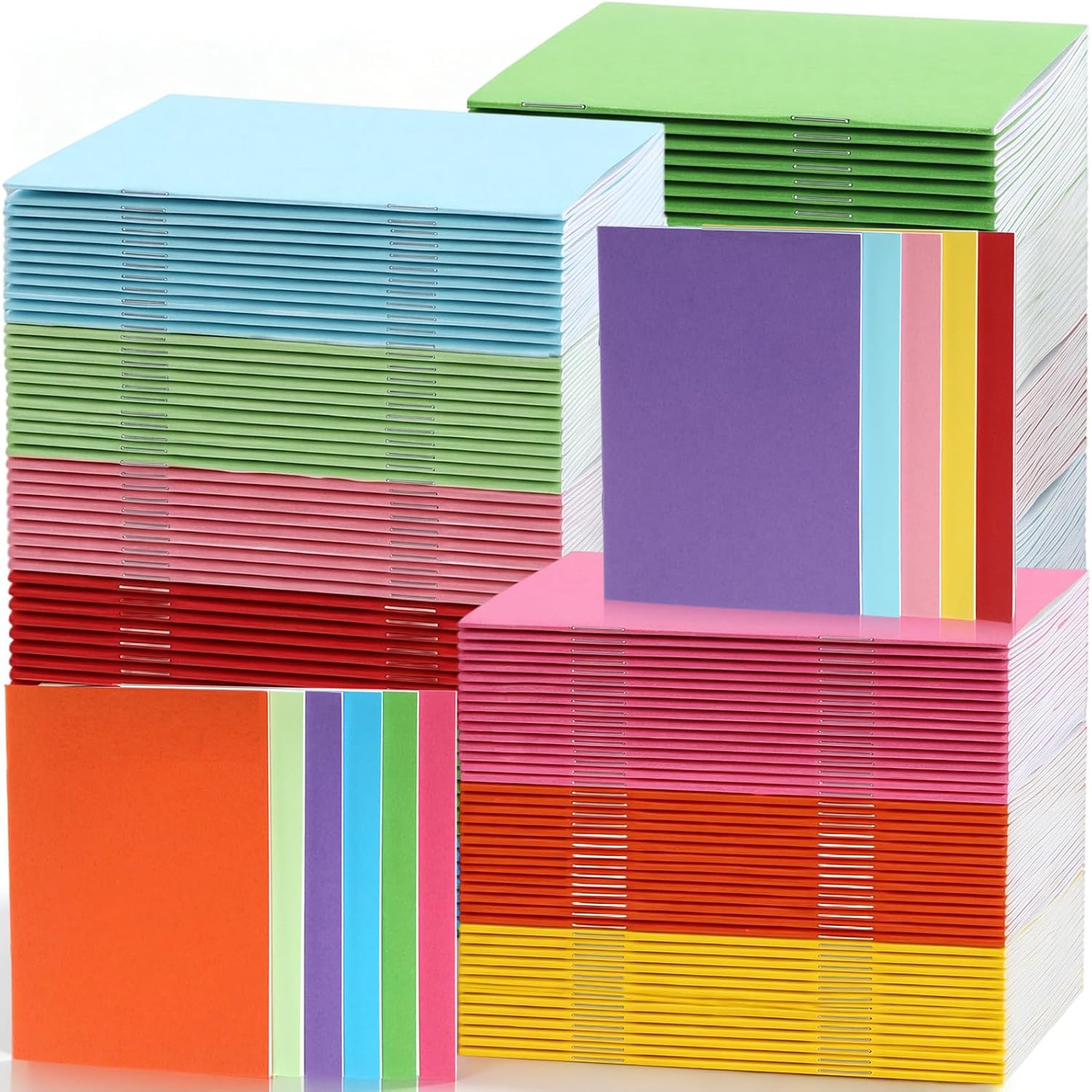 Kosiz 100 Pcs Colorful Blank Books Bulk 2.5" x 4" Blank Books for Kids to Write Stories Mini Notebooks Hardcover Sketchbooks Journal for Drawing Writing (Cute Color)