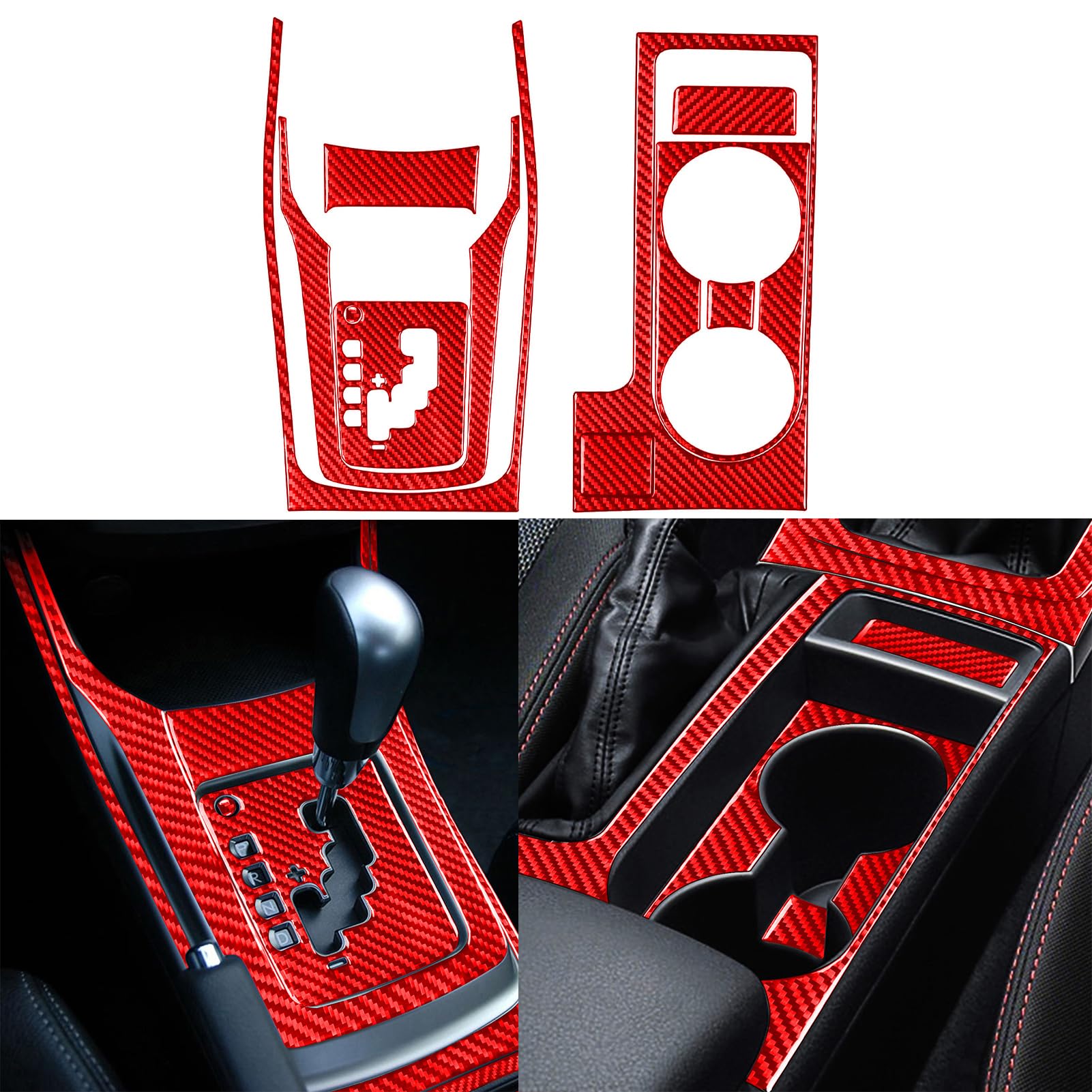 Generic Auto Interior Decoration Decal Full Complement Sticker 48pcs Set Premium Sticker Real Quality Soft Carbon Fiber Interior Trim Accessories Compatible with Subaru Impreza 2009 2010 2011 Red