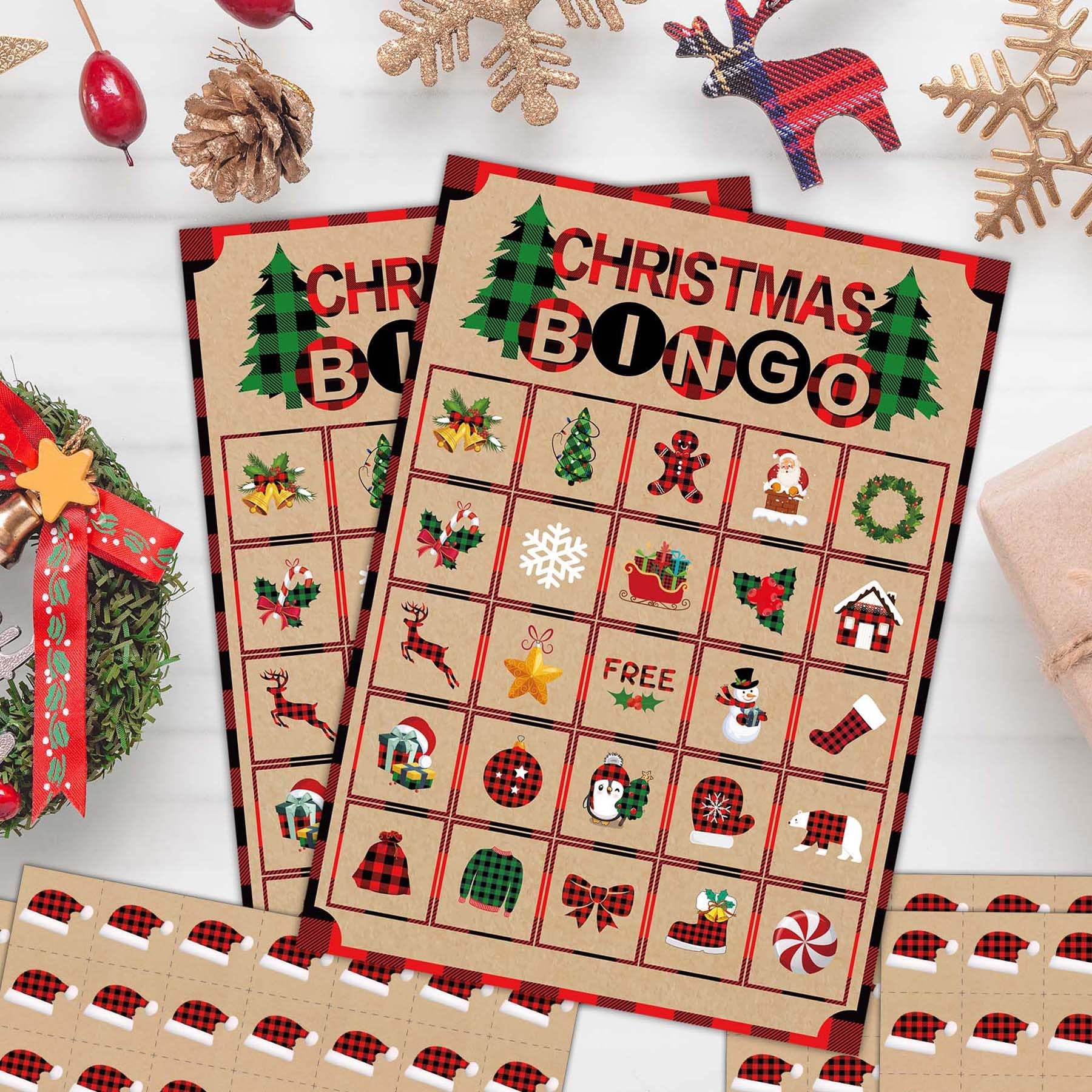 Funnlot Christmas Crafts for Kids Christmas Bingo Cards 24 Player Xmas Party Games Activities for Family Large Group Classroom Xmas Party Favors Supplies Gifts Toys for Kids - Image 4