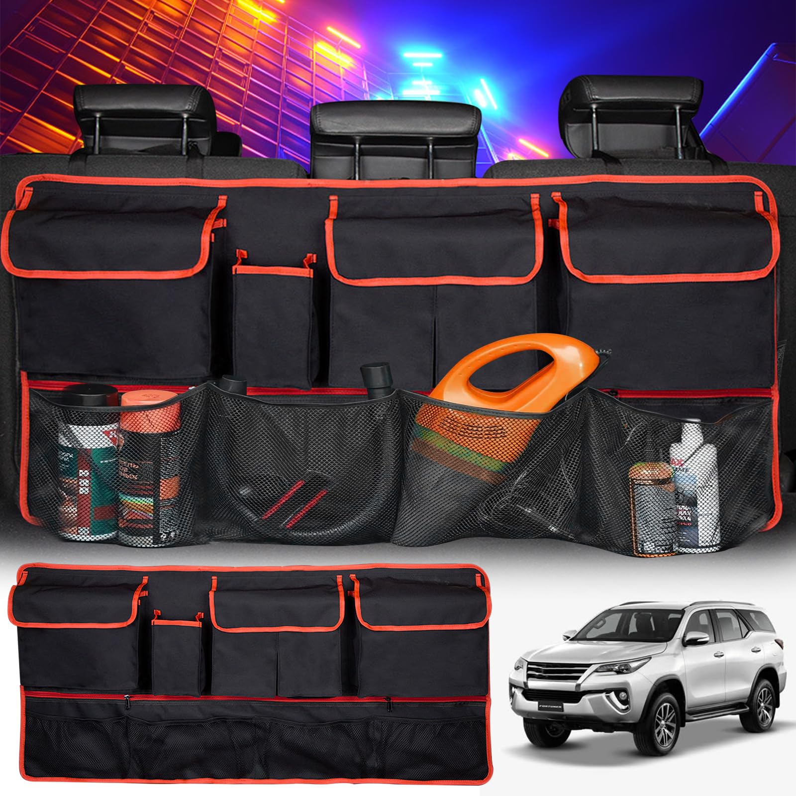 Photo 1 of zmoso Car Trunk Organizer,Car Trunk Hanging Organizer,Car Interior Accessories with 5 Pockets & 4 Mesh Pouches for SUV,Truck,Van,Cargo