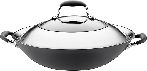 Anolon - Sartén duro antiadherente anodizado, tipo wok con tapa Anolon - Sartén duro antiadherente anodizado, tipo wok con tapa