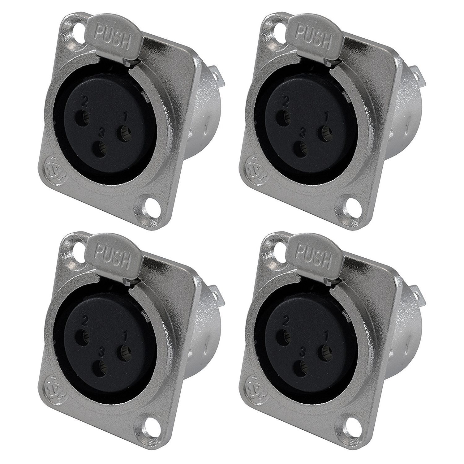 Bloepum XLR Female Jack 3 Pin - Panel Mount Jacks D Series Size XLR-F - 4 PACK