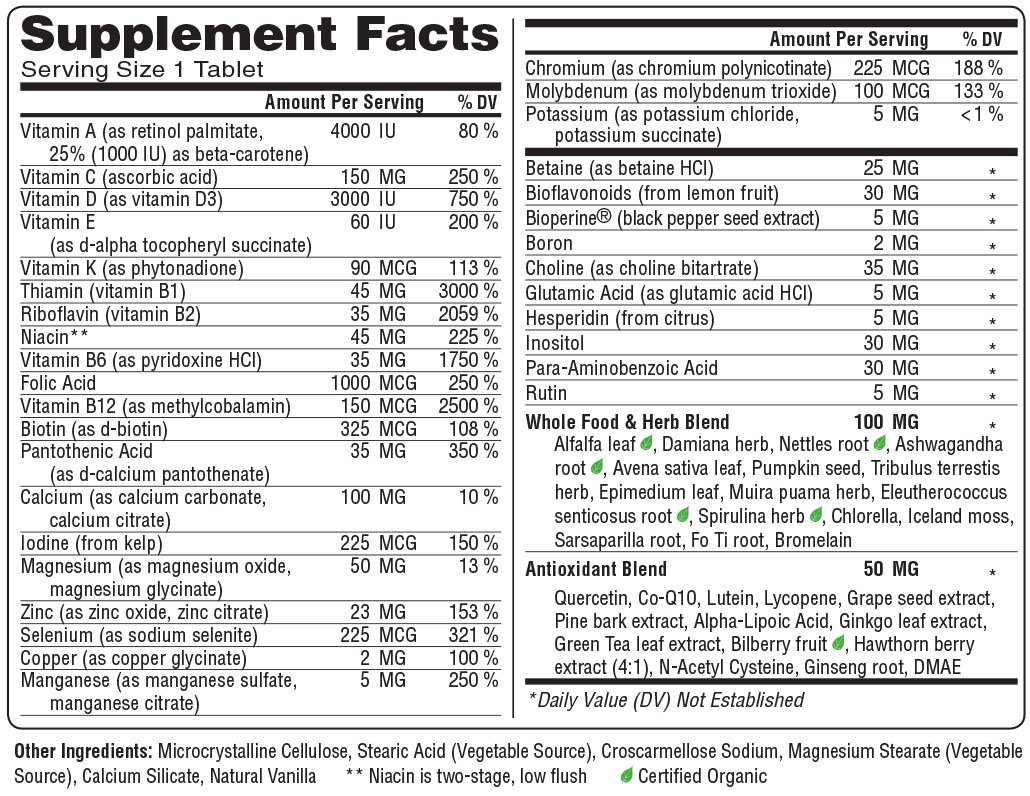 Super Nutrition Mens Triple Power Multivitamins Iron Free 90 67196