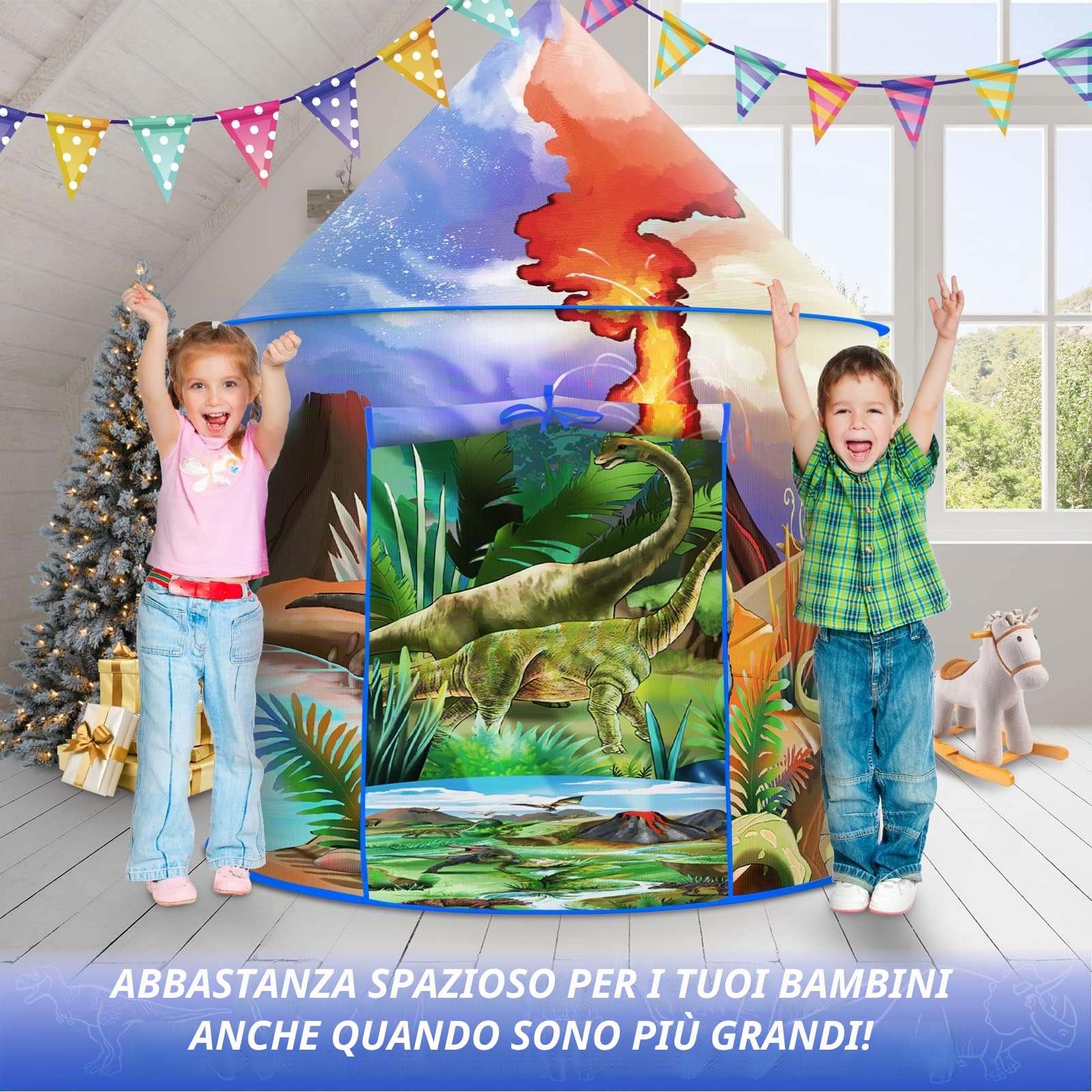 Tenda da gioco con dinosauro per bambini, avventura straordinaria, tenda a dinosauro, tenda per bambini, regalo per ragazze e ragazzi, tende per esterni e interni per bambini