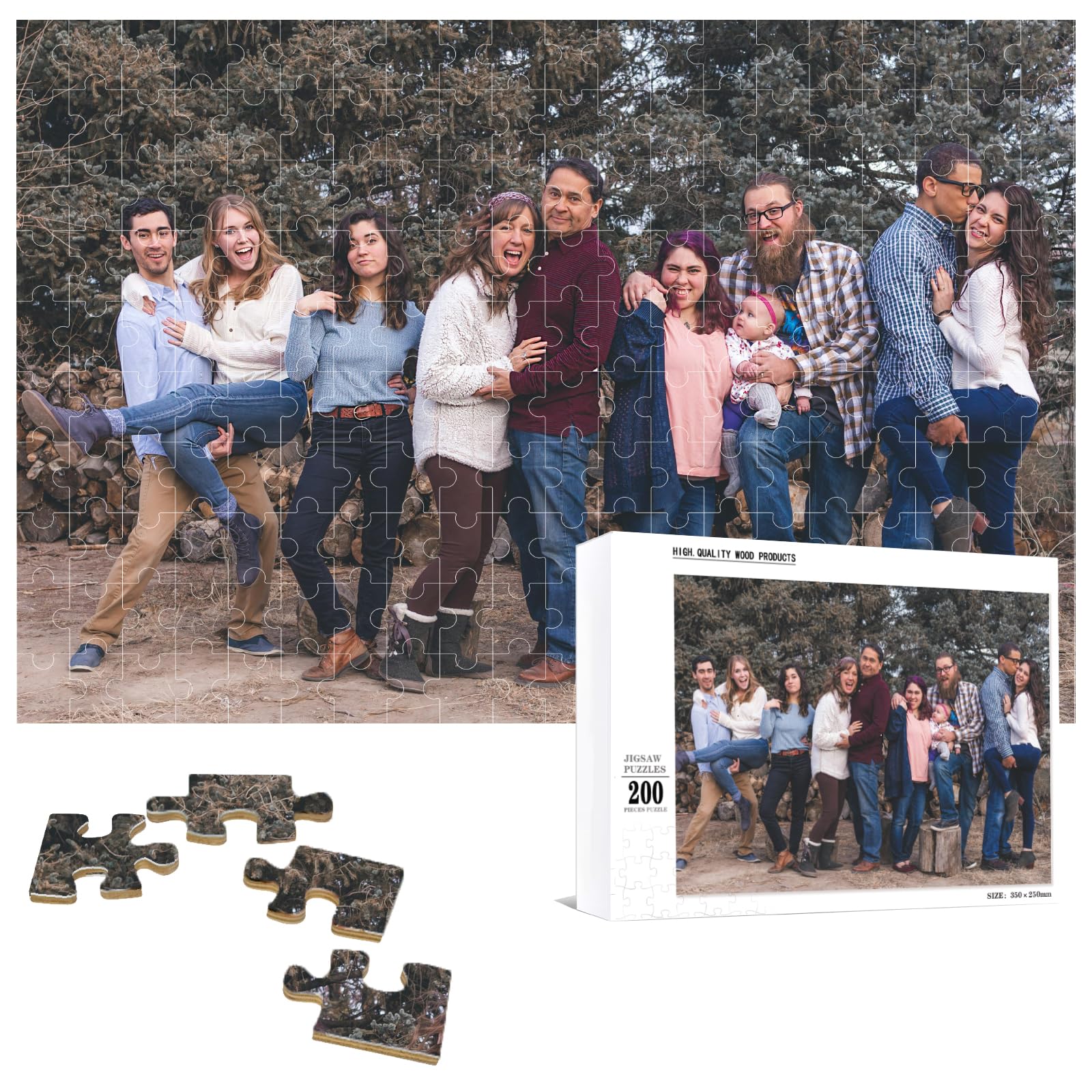 Personalised Jigsaw Puzzle,Wooden Custom Puzzle from Photo Custom Picture 300,500,1000 Pieces for Adult Teens Family, Wedding, Graduation, Gift (200 Pieces)
