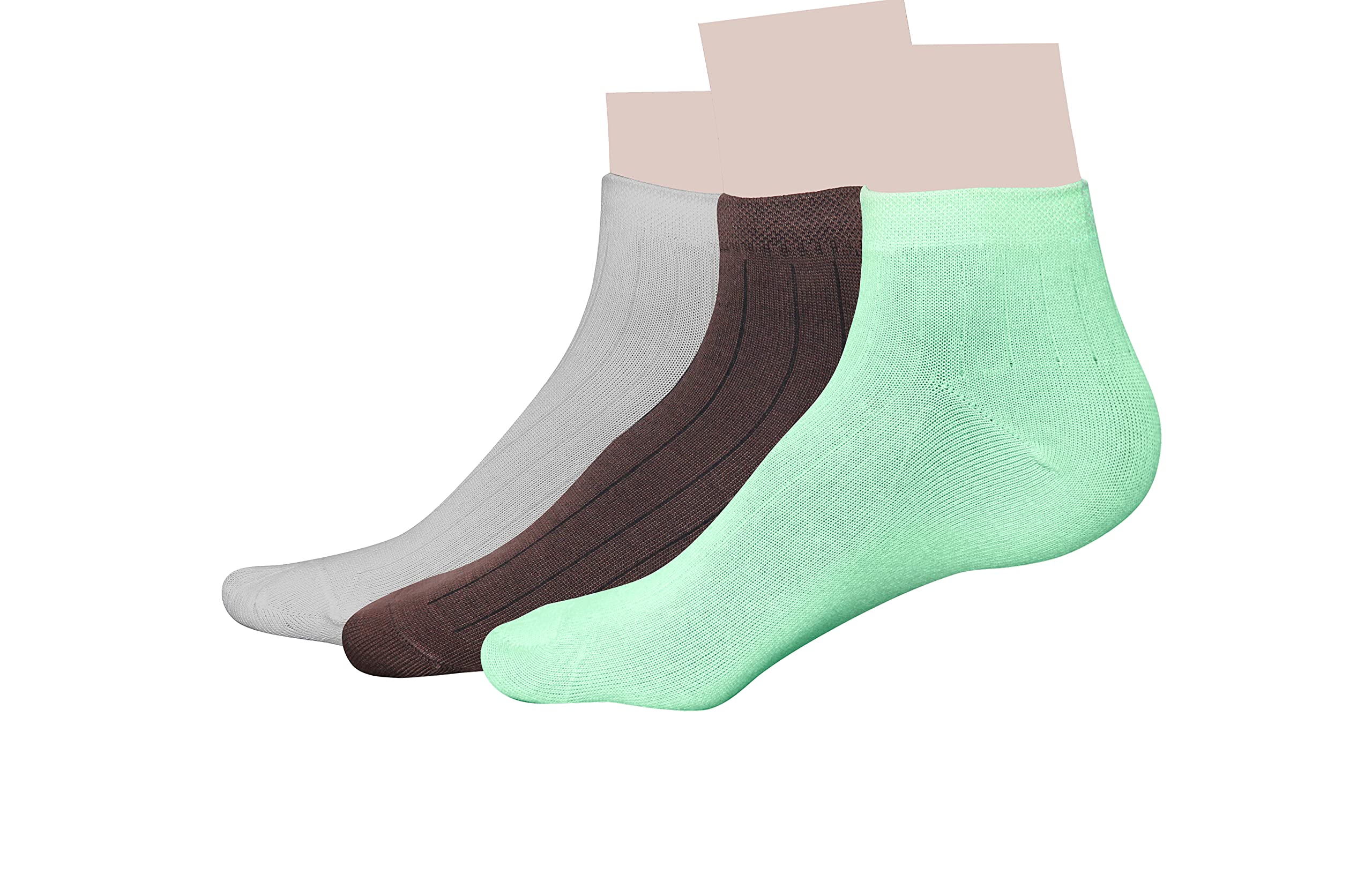 Aastha Women's and Men's Solid Casual Socks (Pair of 3) - Grey,Brown,Light Green