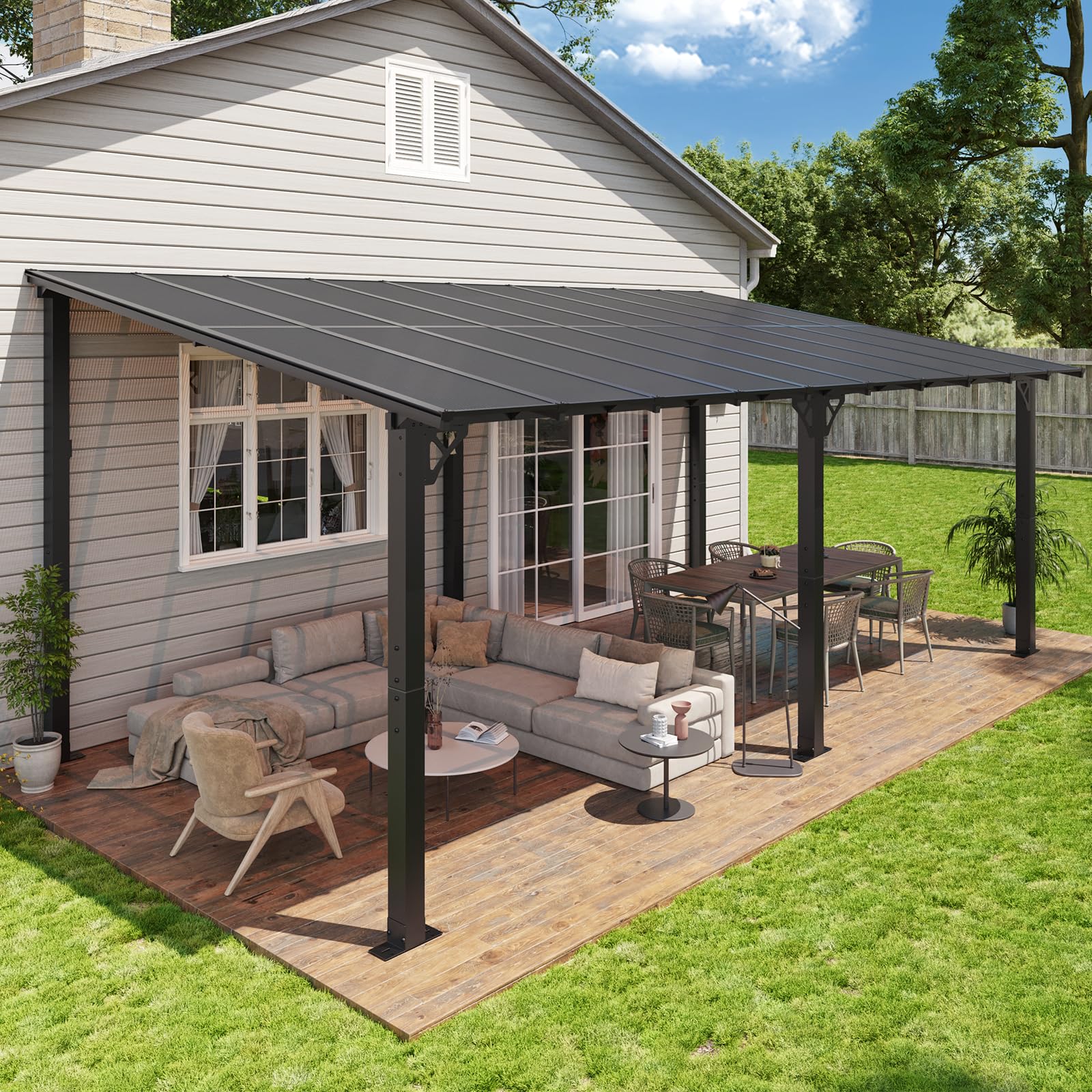 Aoxun 20x10 Wall Mounted Gazebo