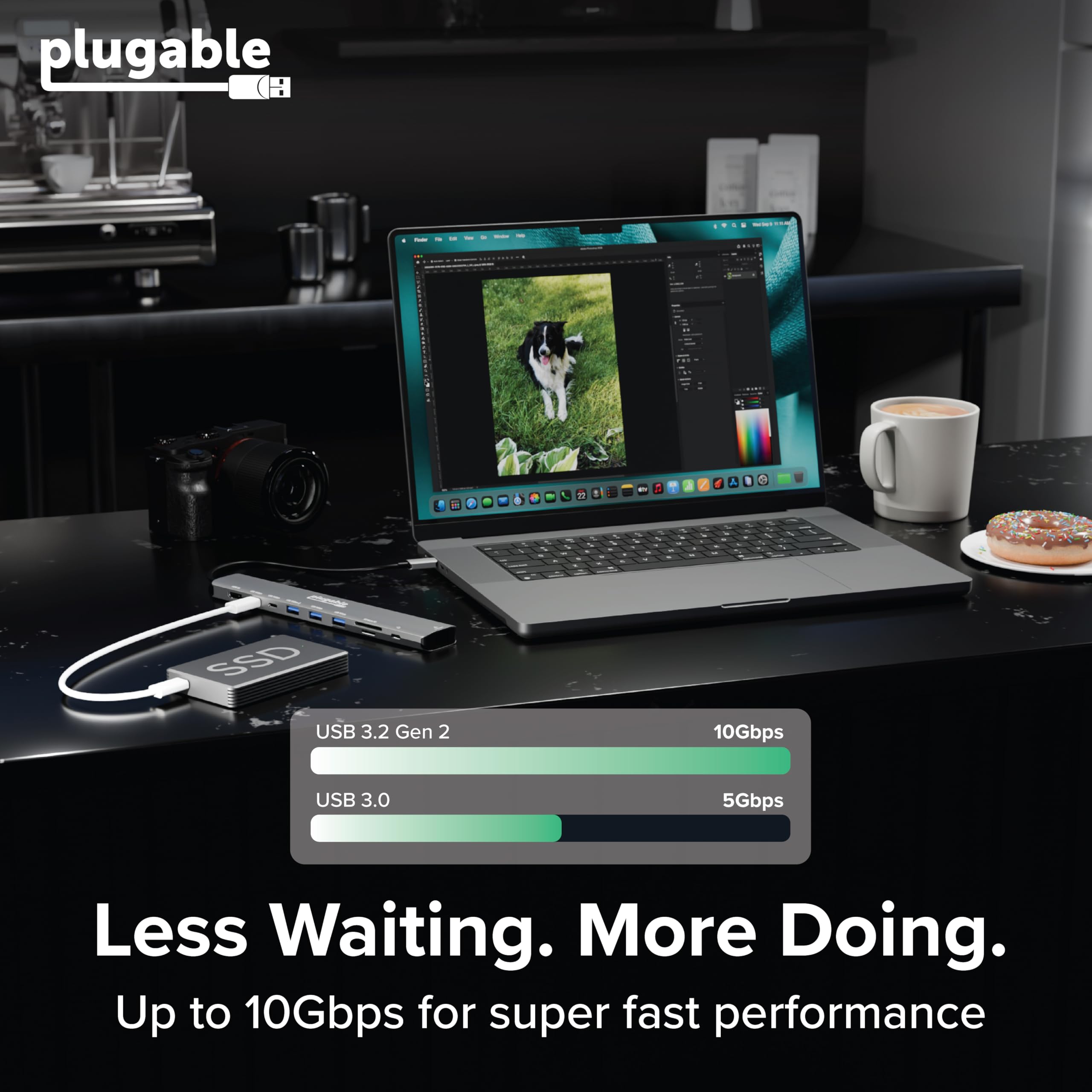 Plugable Hub USB C: adattatore multiporta 10-in-1 (8K/4K 144Hz HDMI 2.1, 2.5G Ethernet, ricarica 140W, dati 10Gbps) distribuzione IT senza driver per MacBook Pro/Air Windows Thunderbolt Chromebook