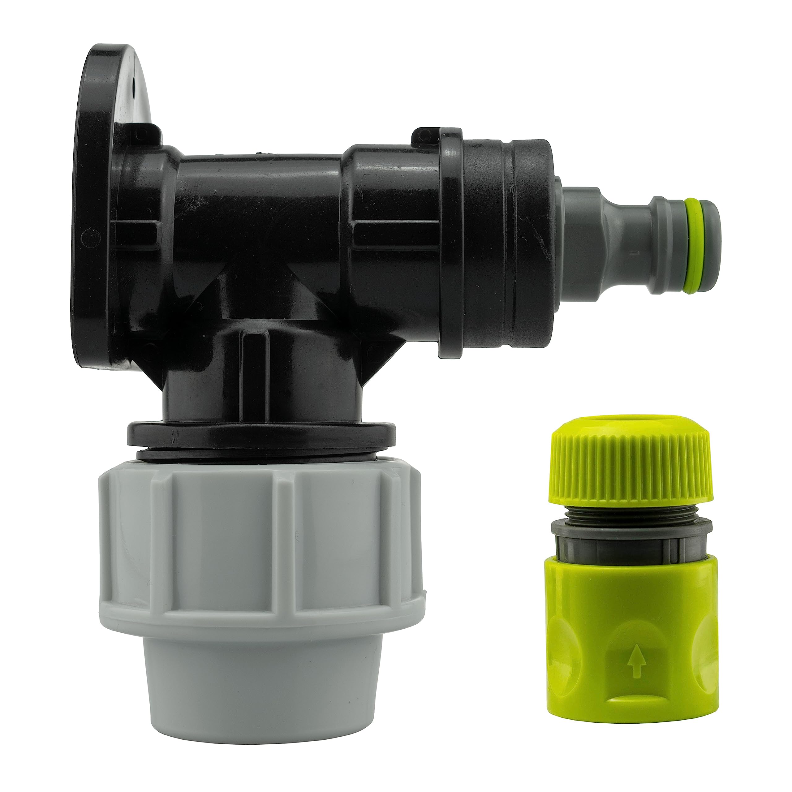 25mm Water Pipe mdpe Compression Back/Wall Plate with Universal Garden Hose Connector