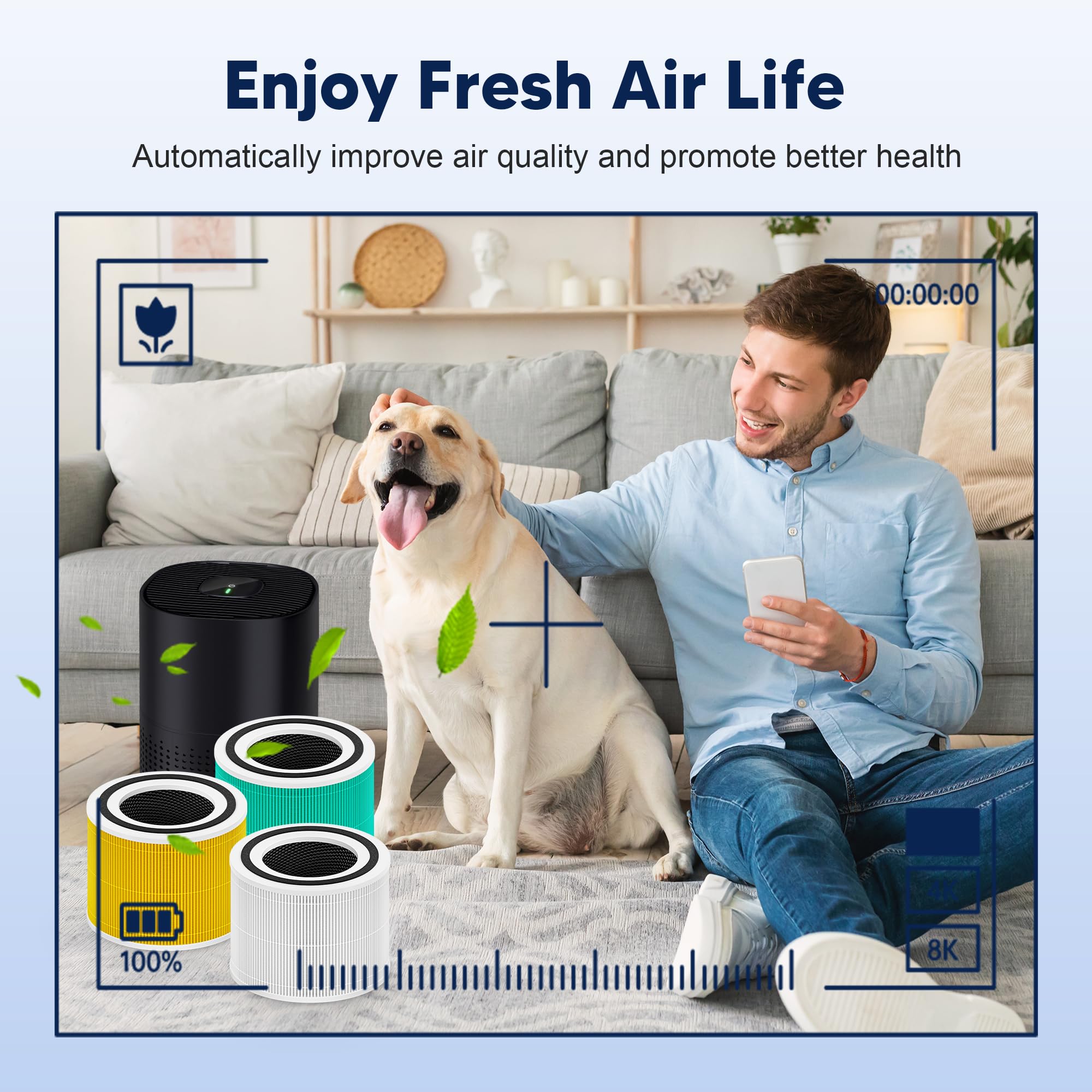 Filtro de purificador de aire HEPA 14 de repuesto compatible con purificador de aire Puroair 240, reemplazo de filtro HEPA 14, versión para alergias a mascotas, paquete de 4, amarillo