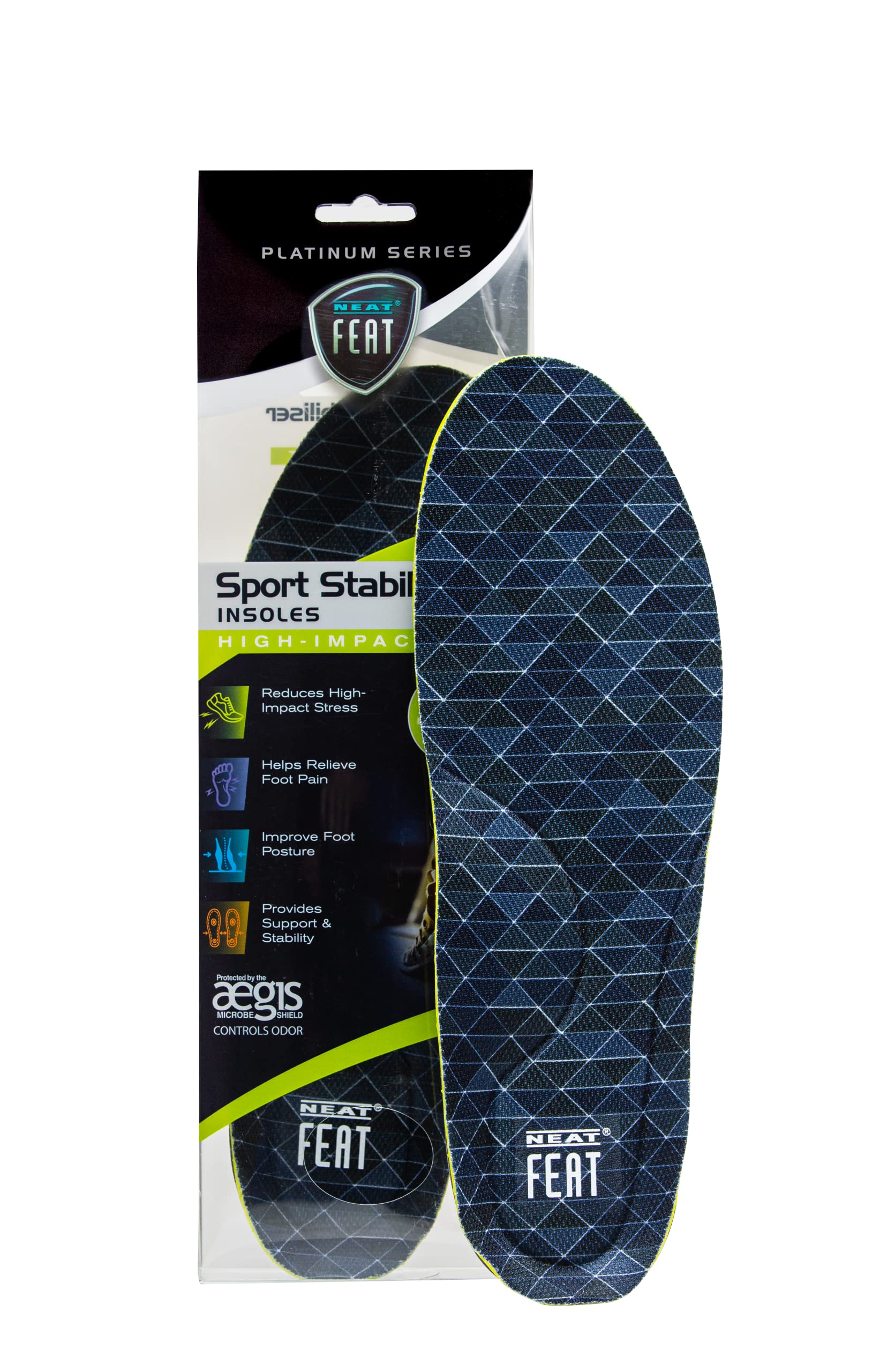 Neat Feat Orthotics Sports High-Impact Stabiser Insoles | To Absorb Foot Forces | Made With Polyester Top For Comfort & Health | Add Support, Strength & Stability For Everyday Activity | Medium