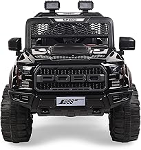 LITTLE PUP Kids Battery Operated Big Size Jeep 12V Battery Jeep Battery Operated Ride On (Dark Black)