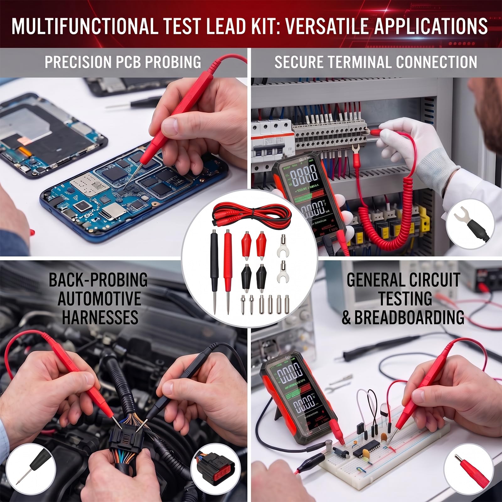 Rechargeable Digital Multimeter 6000 Counts True RMS Smart Tester with 5-Inch Screen, Auto-Range, NCV Detection, Capacitance & Temperature for Home Automotive Industrial Electrical Repairs (Red) — Amazon image 4