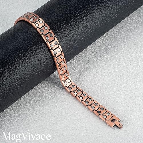 Miniatura 4 de Tobillera de cobre puro para hombre, pulsera de tobillo magnética de 10 pulgadas con imanes, regalo de joyería (tobillera para hombre), Metal, Imán