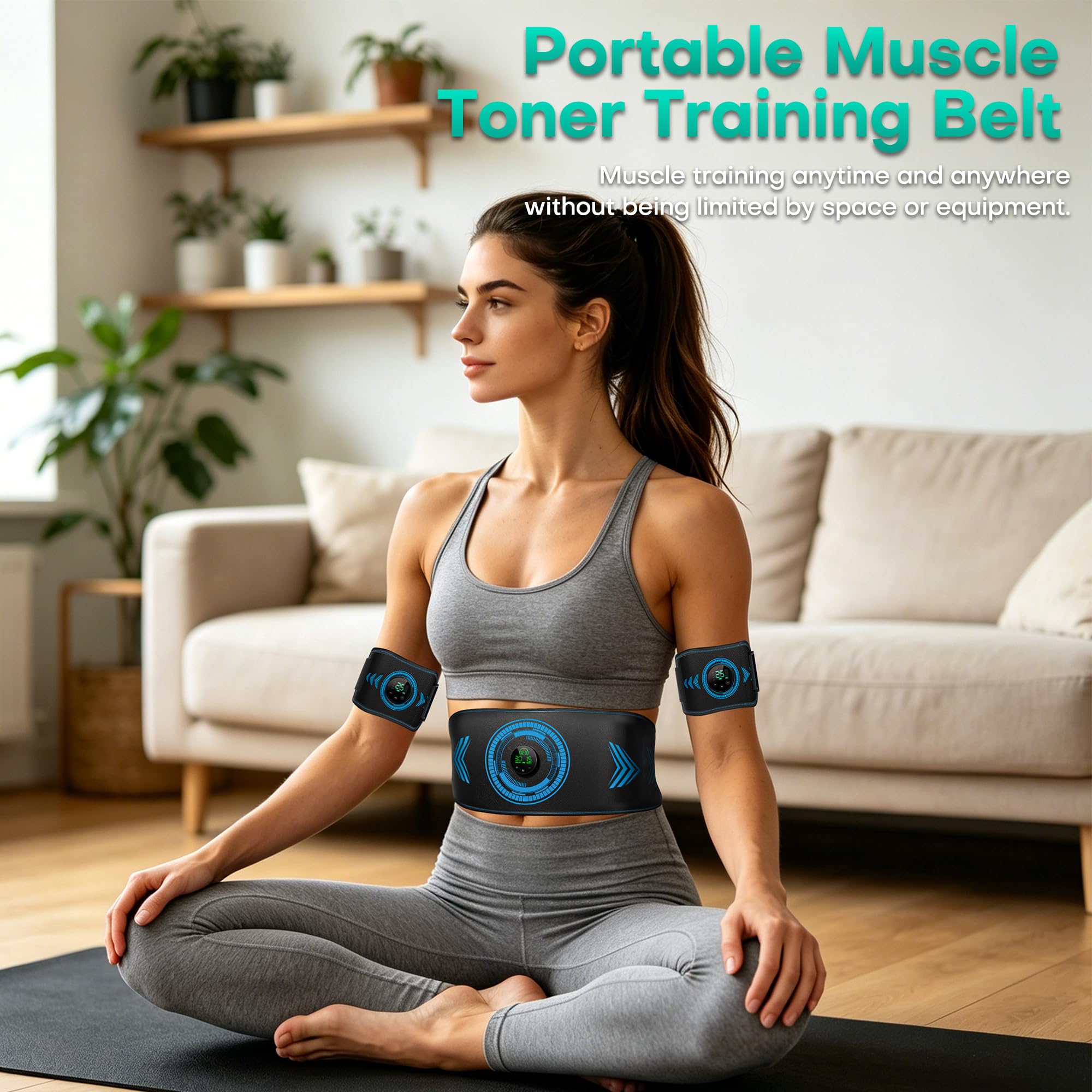 Abs Stimulator Muscle Toner, Powered EMS Muscle Stimulator for Home Use, for Muscle Conditioning (Belts with Armbands) — Amazon image 3