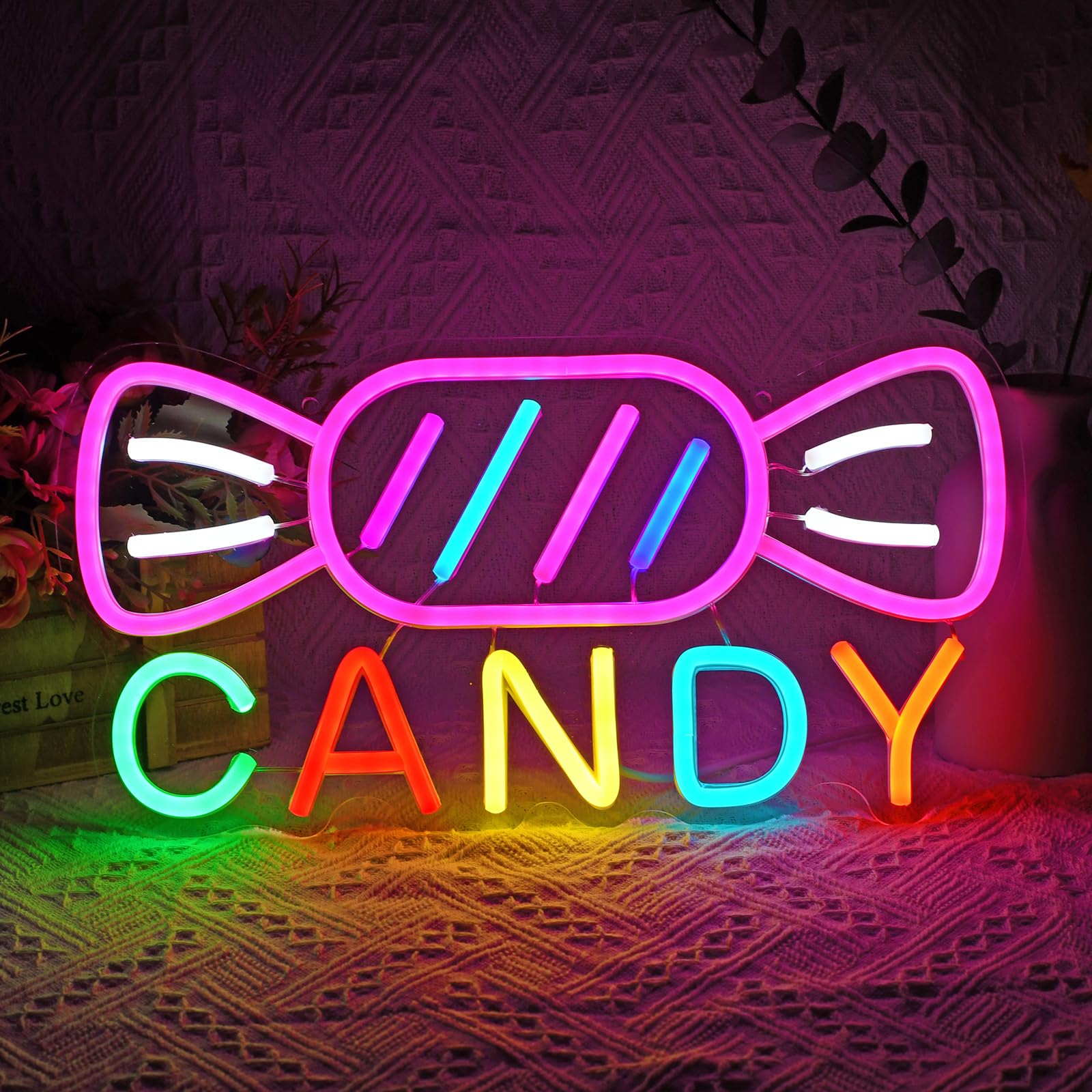 NAIYISI Candy Neon Sign for Wall Decor Candyland Party