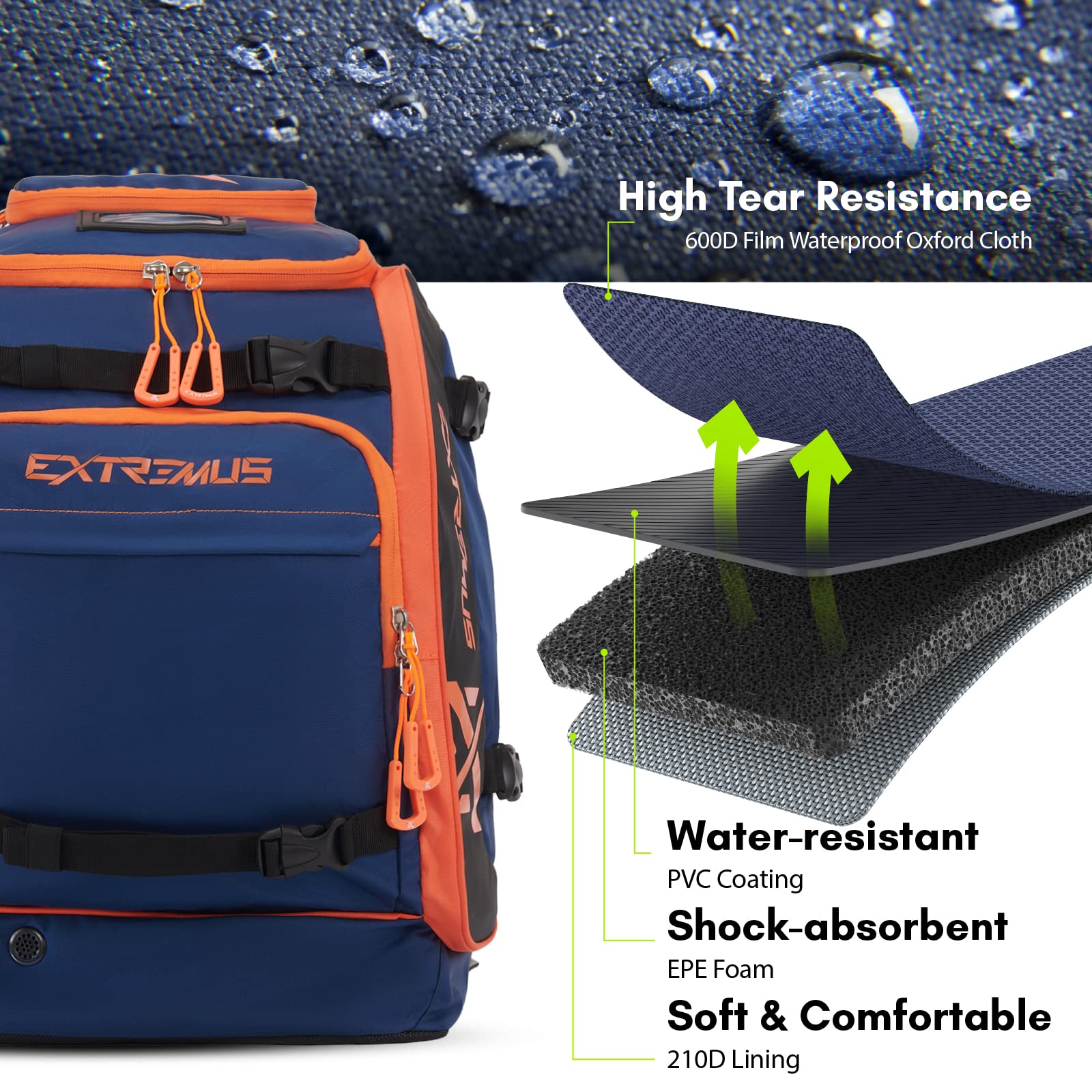 Extremus Ski Boot Bag, 65L Waterproof Ski Boot Backpack