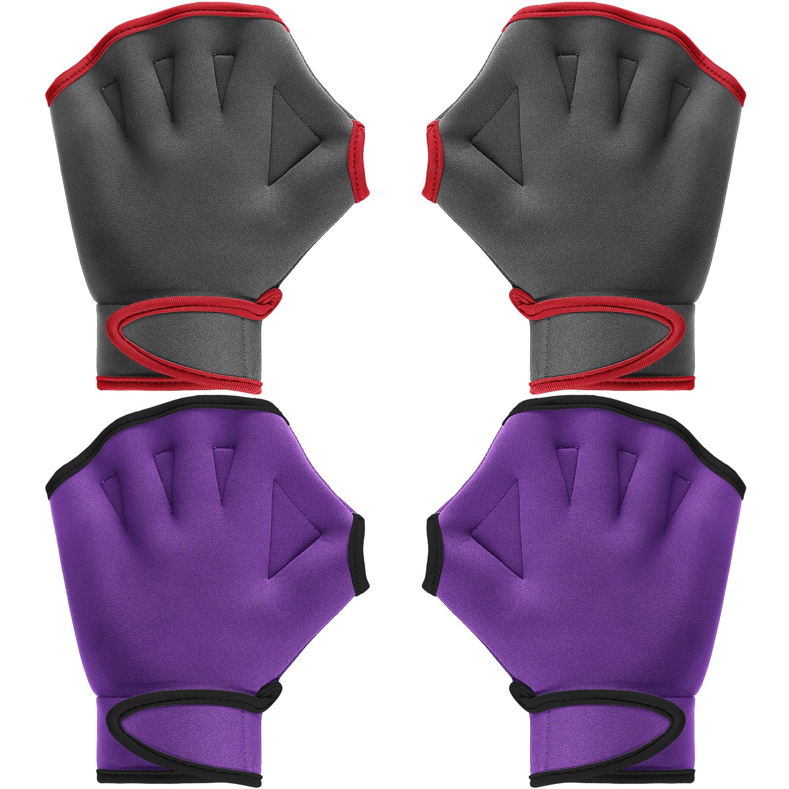 Sumind 2 Pairs Webbed Swim Gloves, Medium, Purple, Gray