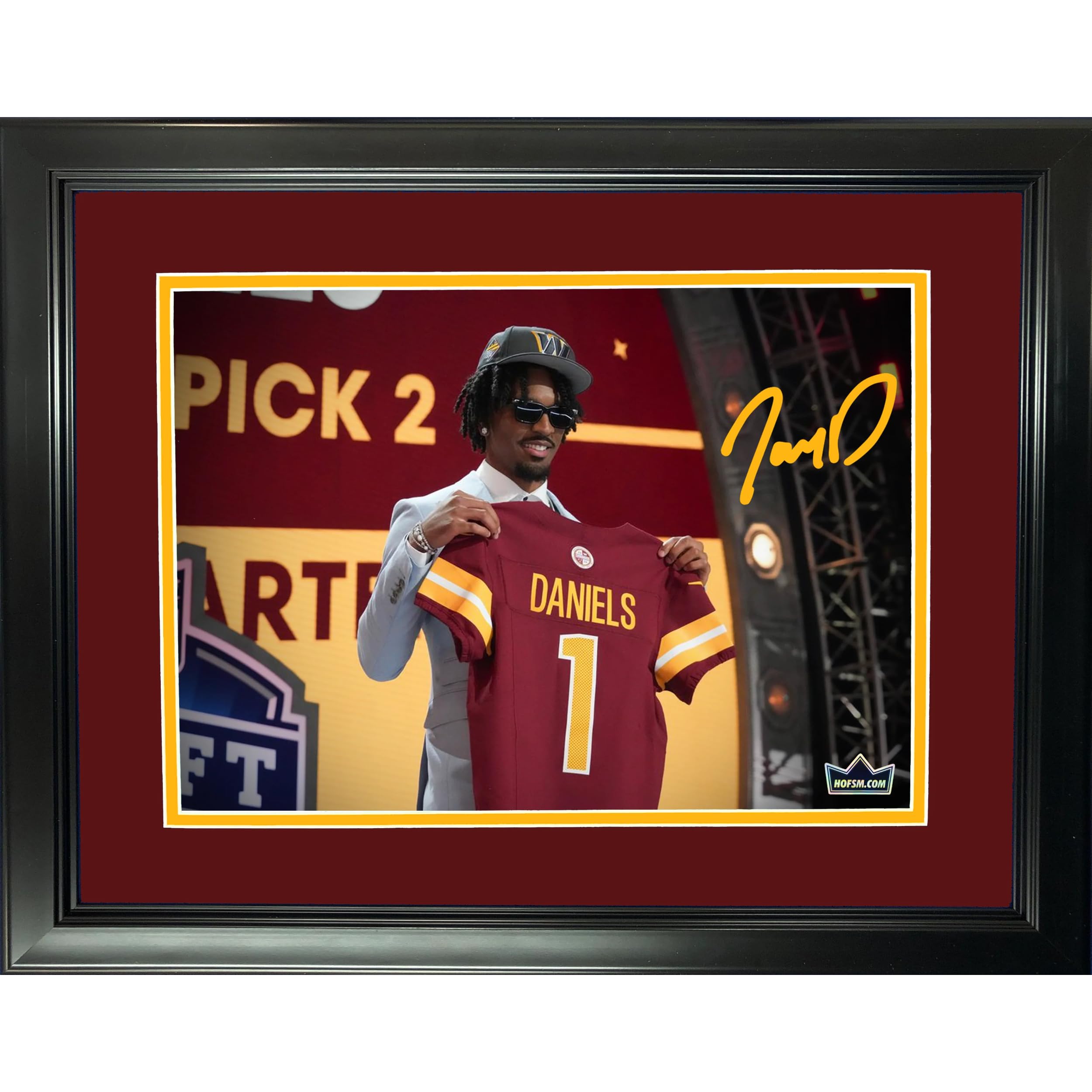 Framed Jayden Daniels Draft Facsimile Laser Engraved Signature