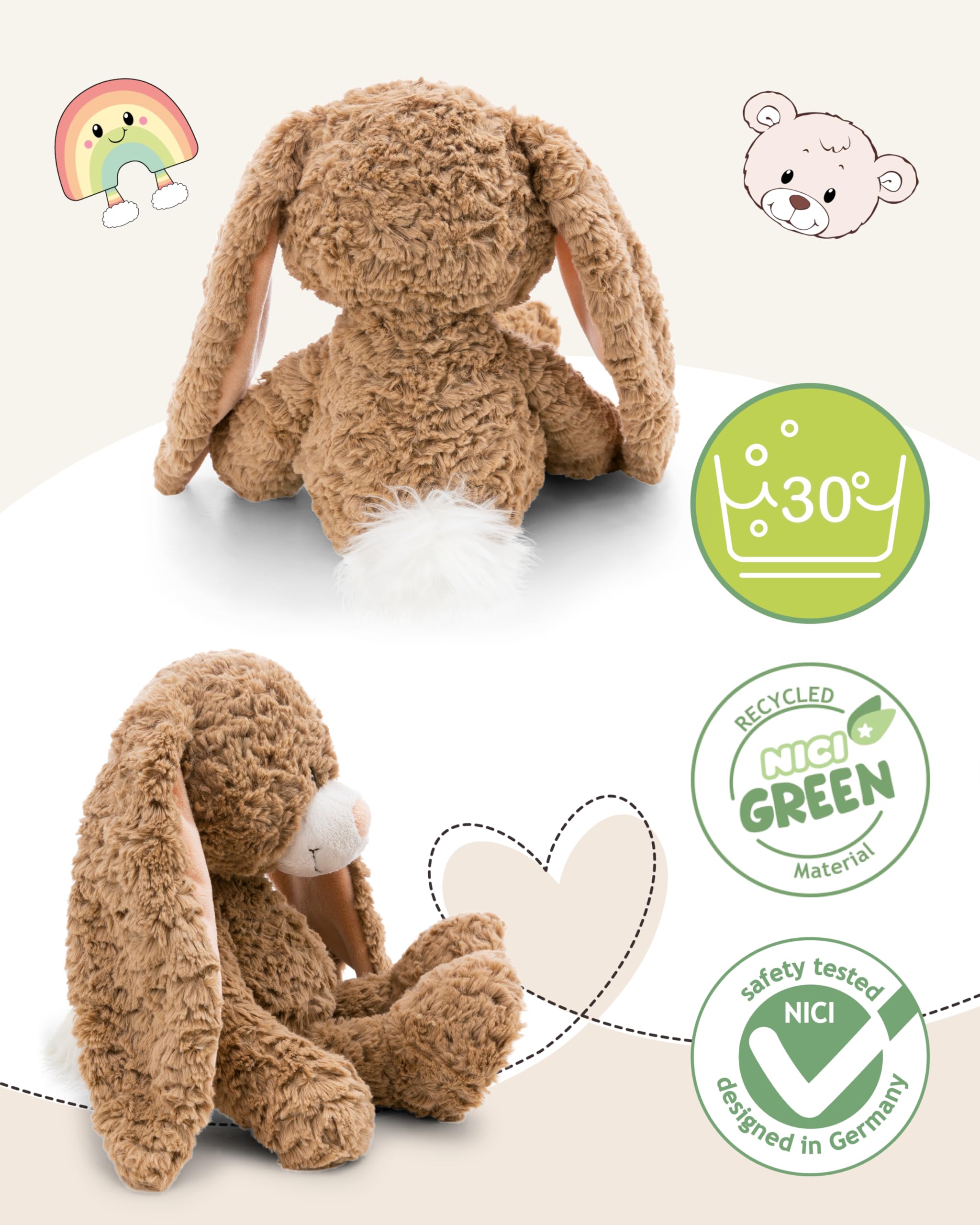 NICI Cuddly Toy Rabbit Lopino 25 cm, Brown, Soft Plush Toy, Cute Stuffed Toy for Cuddling & Playing With - Image 4