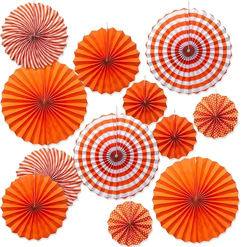 ONUPGO Abanicos de papel naranja para colgar en abanico de papel juego de flores decoraciones de fiesta mexicana para fiestas infantiles cantidad de